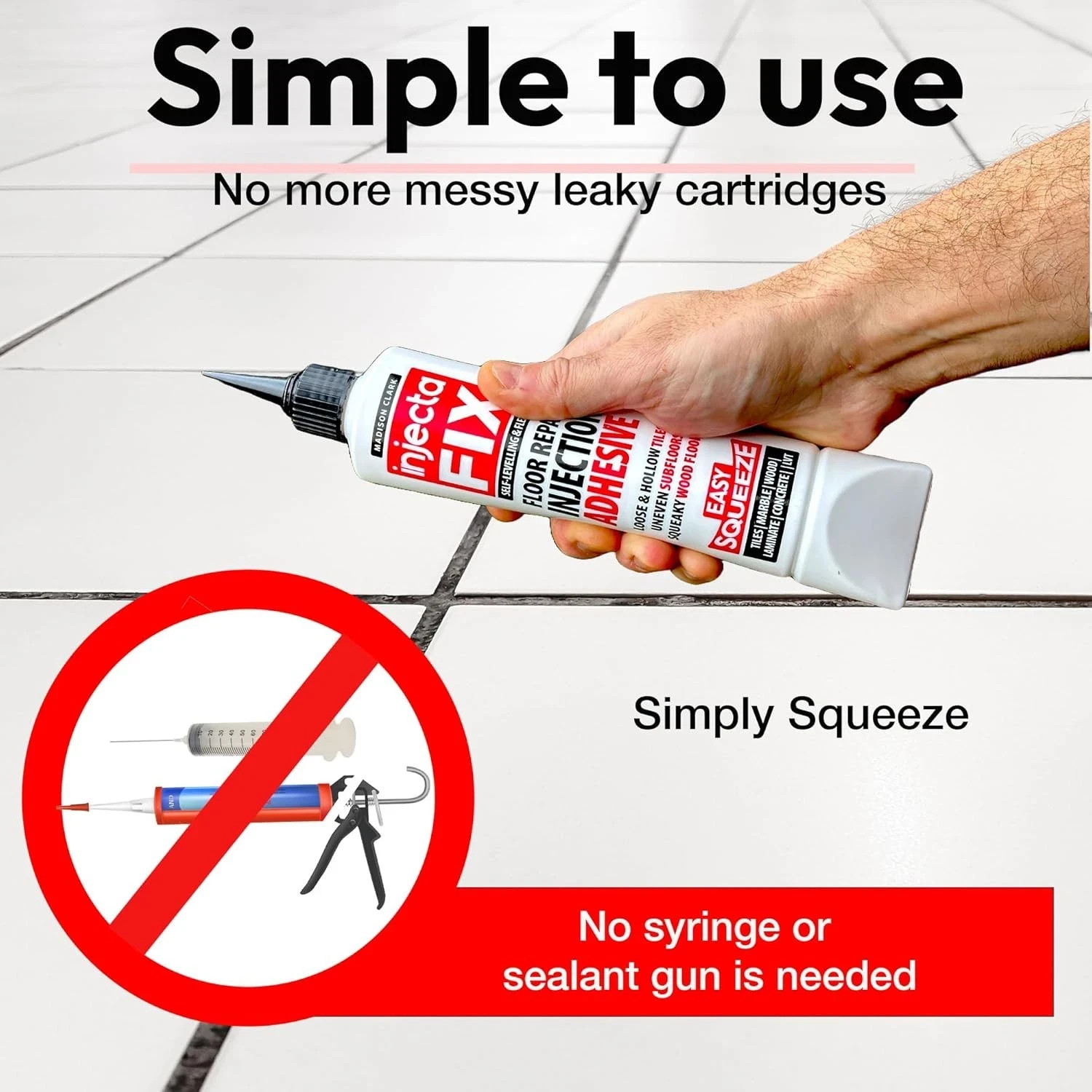 InjectaFIX- Easy Squeeze 300ml Adhesive for Quick Floor & Tile Restoration