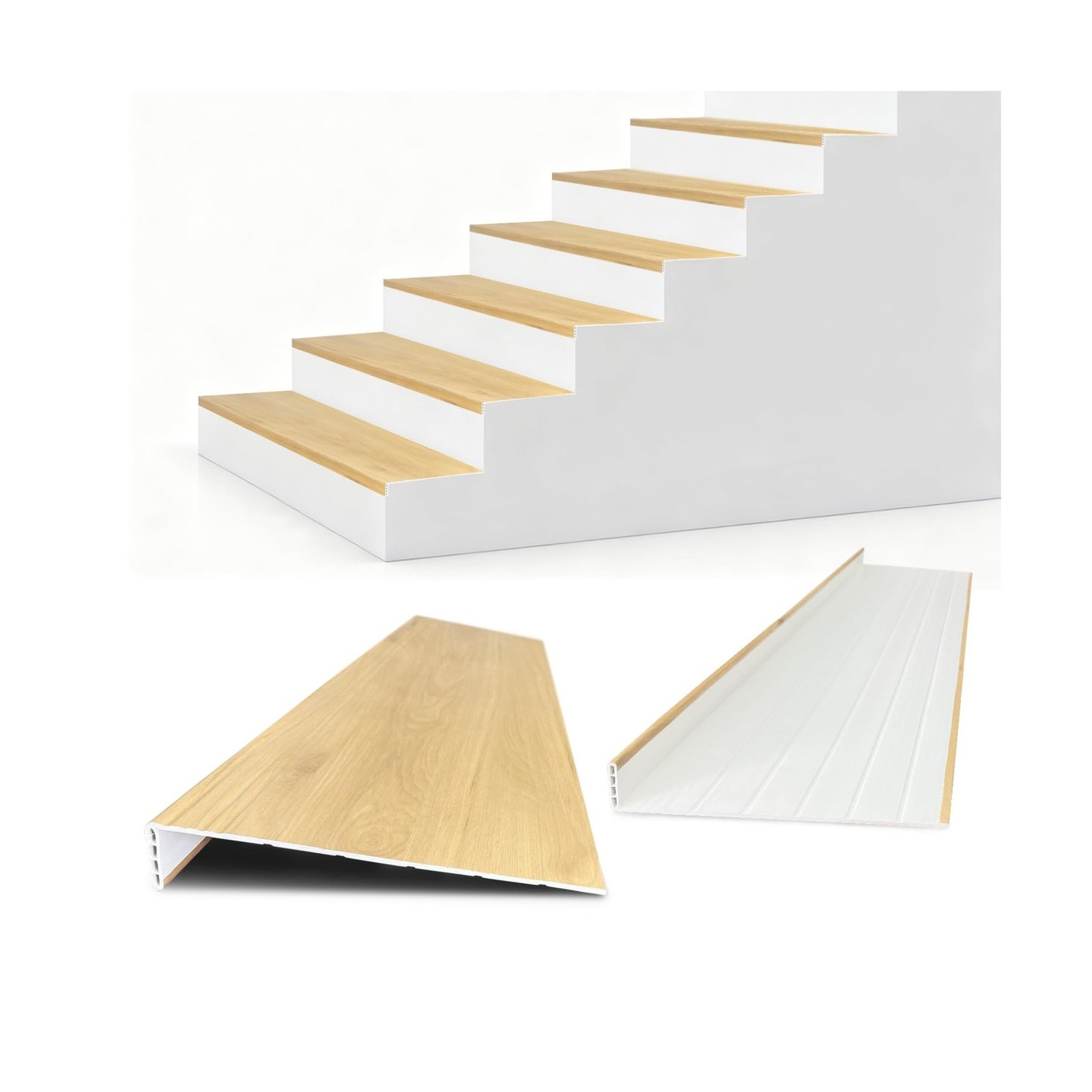 Non Slip Stair Treads for Stair Remodel, 4 Pieces 47×11.8 inch Wood Plastic C…