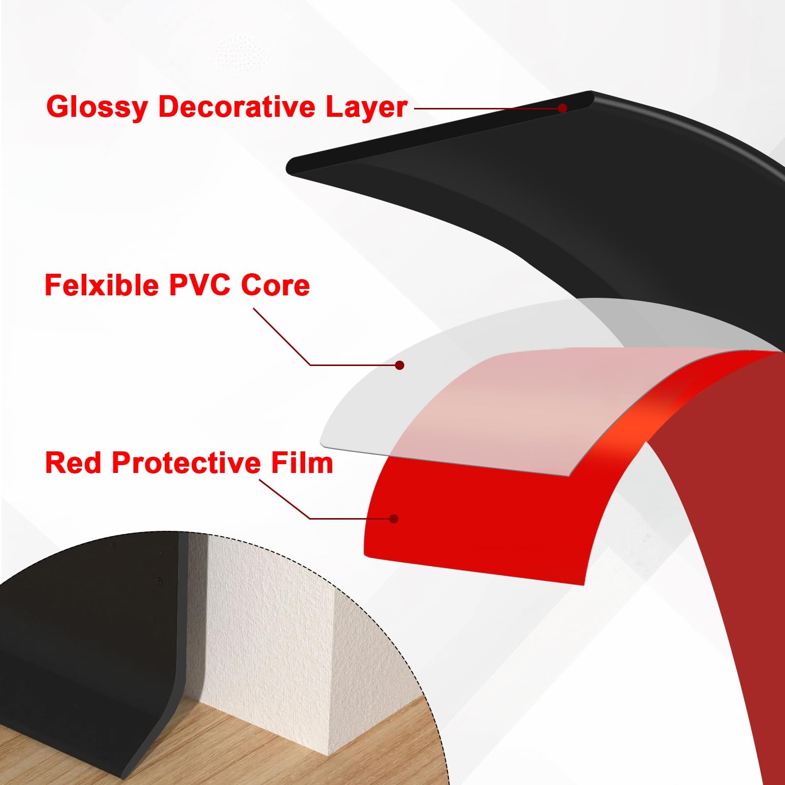 Vinyl Baseboard Molding Vinyl Wall Base Trim 4 Inch Flexible Rubber