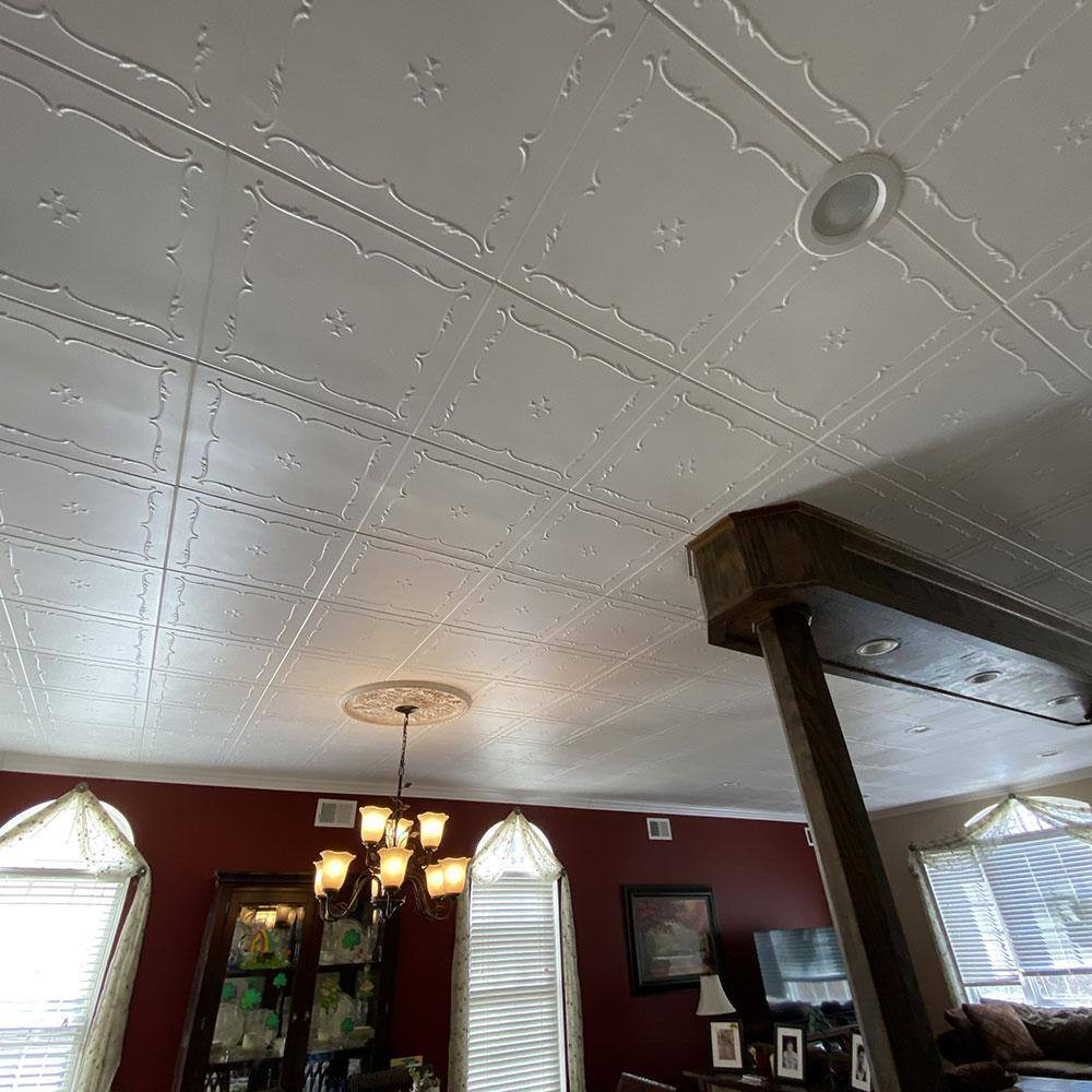 Spring Buds 1.6 Ft. X 1.6 Ft. Glue up Foam Ceiling Tile in Plain White (21.6 Sq.