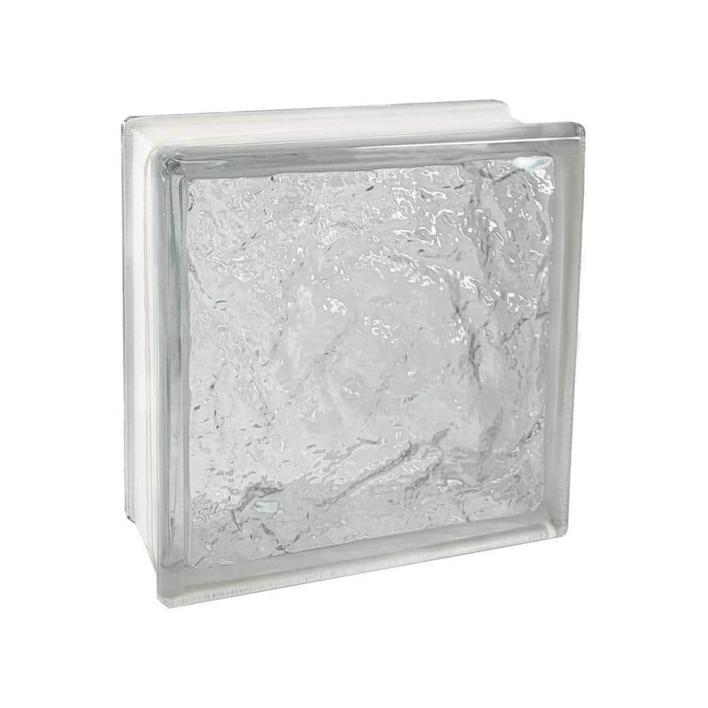 8 x 8 x 3 in. Cortina Ice Pattern Glass Bricks Block 3 in. Thick Series 10 Pack