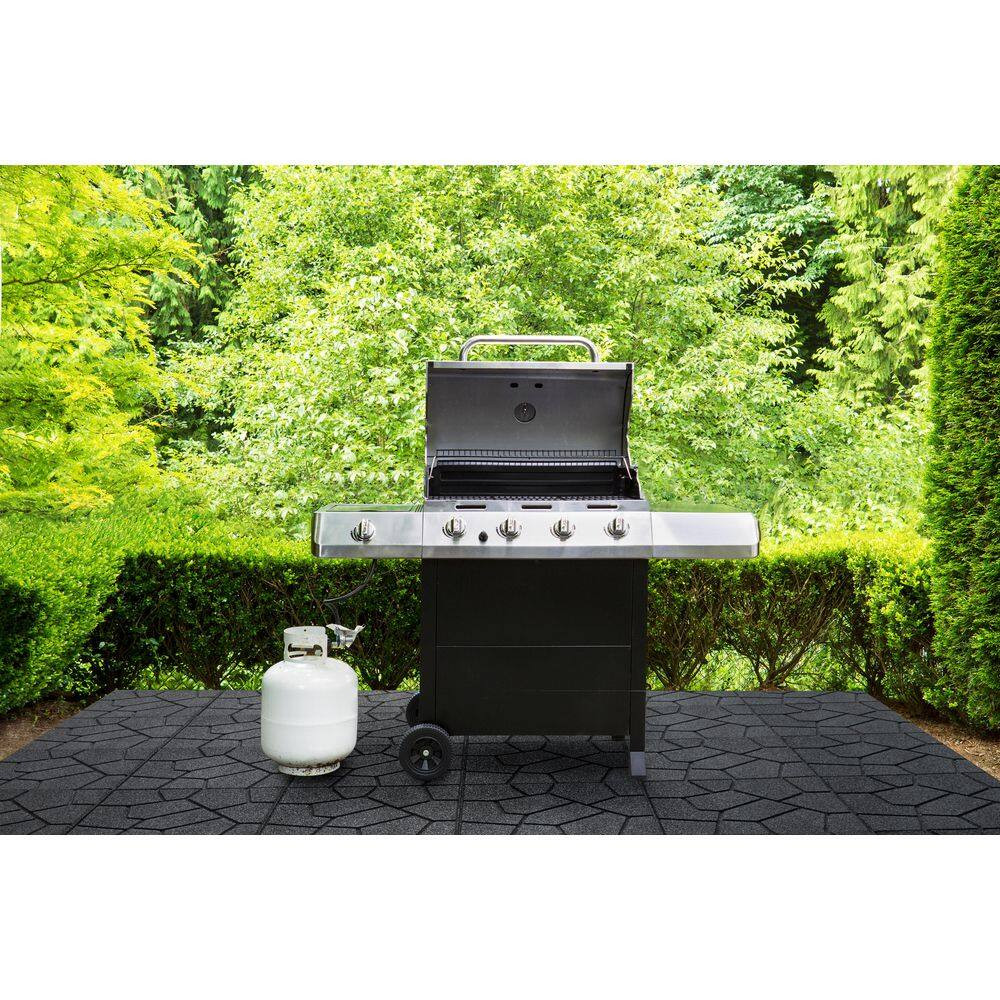 16 In. X 16 In. X 5/8 In. Gray Stone Smartloc Rubber Paver (9-Pack)