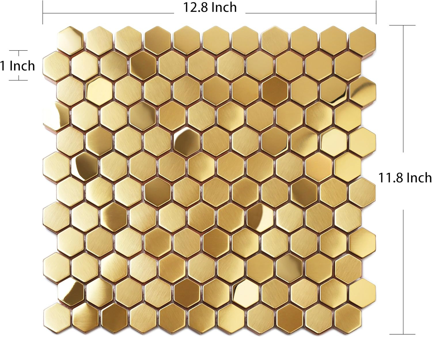 Hexagon Gold Backsplash Tiles Metal Mosaic Tile Stainless Steel Brushed/Shiny Ki