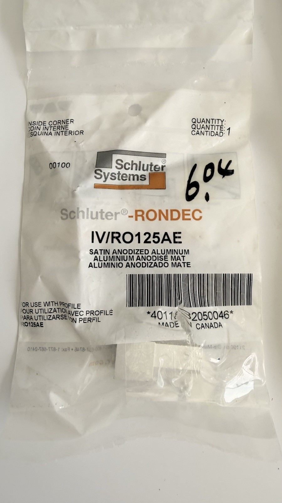 Lot of 15 Schluter Rondec & Quadec Satin Anodized Aluminum Tile Trim – New
