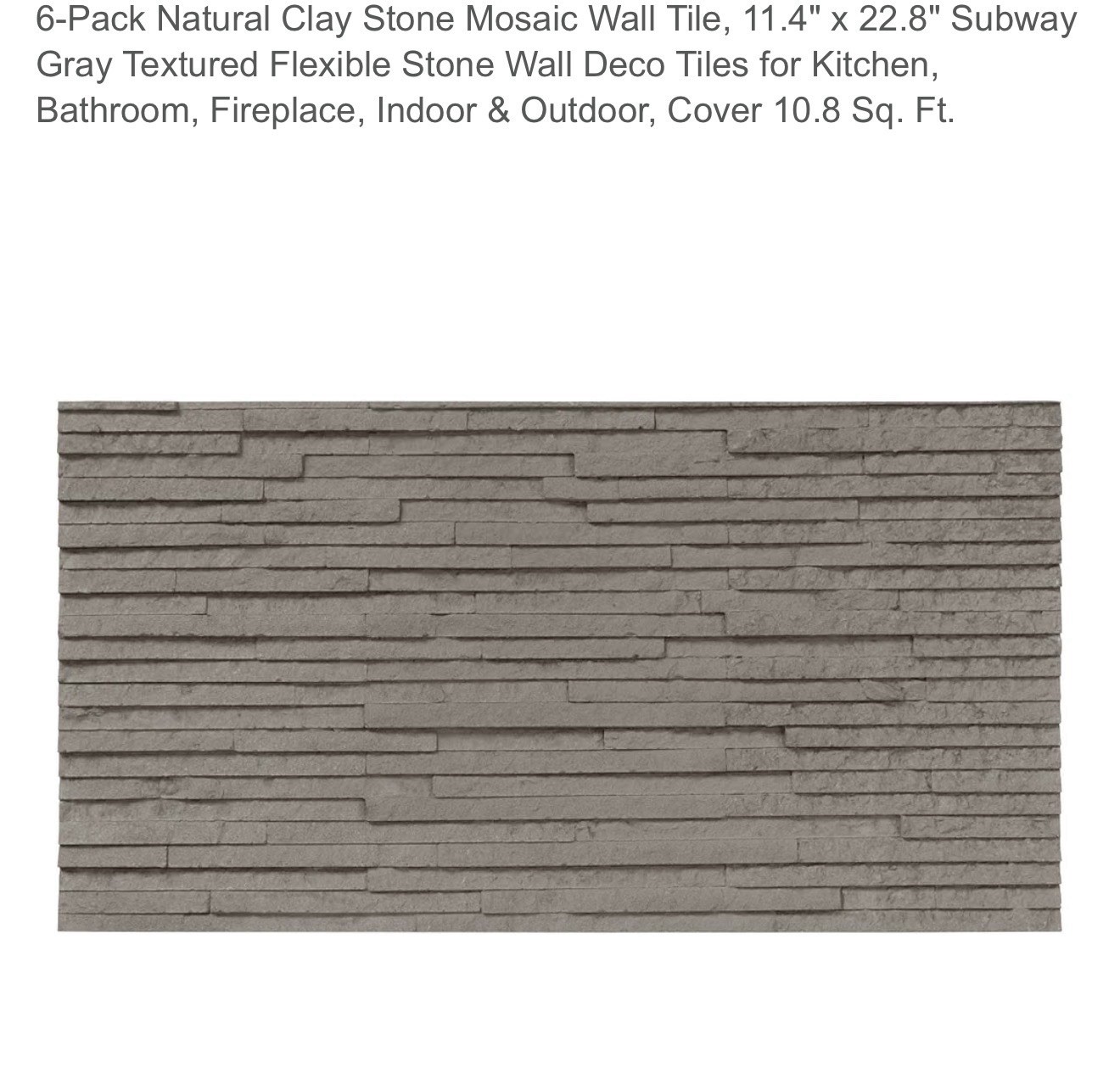Quartizite 22.8” x 11.4” Matte Gray Natural Clay Flexible Stone Slate Wall Tiles