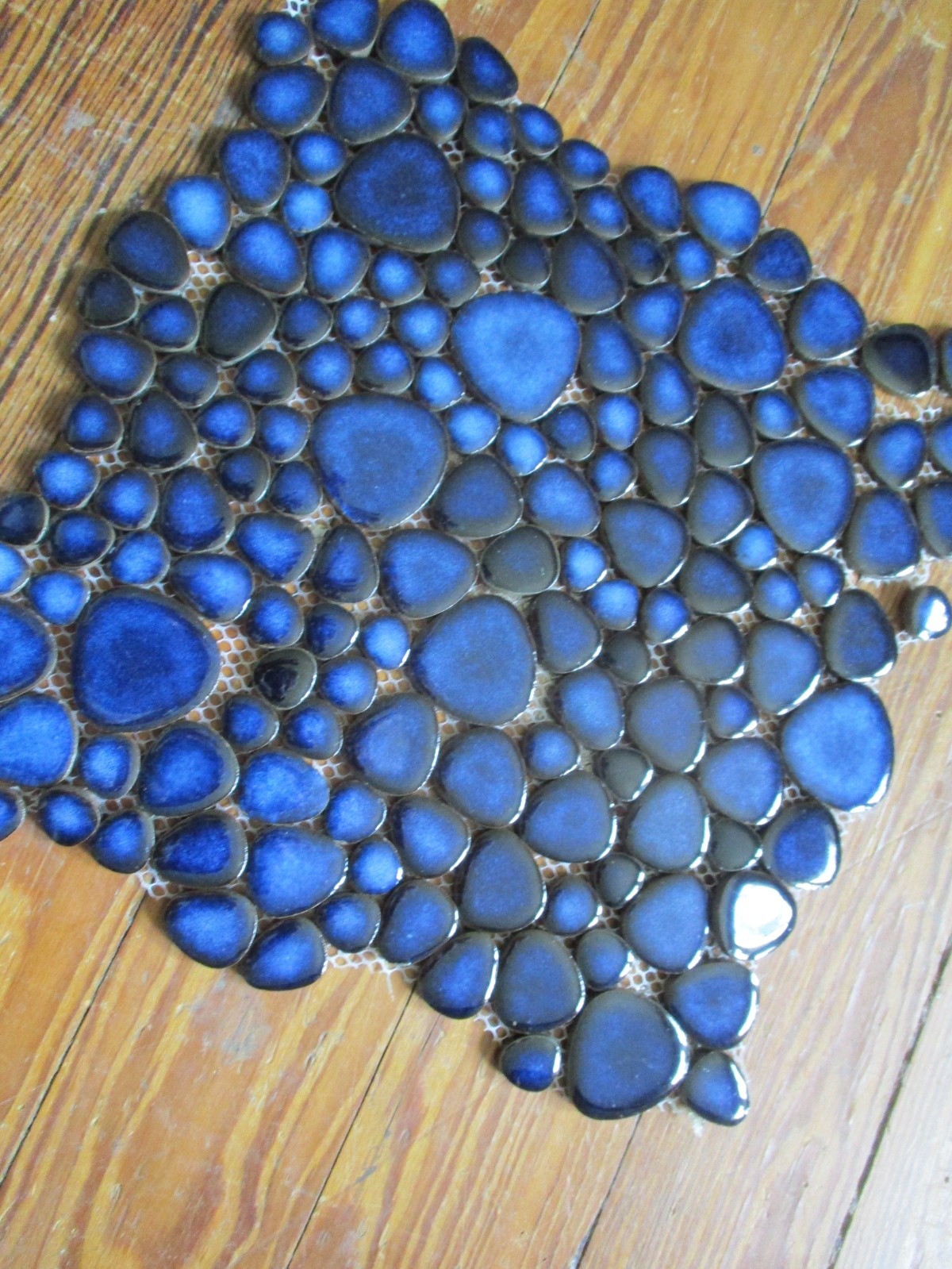 Cobalt Blue Pebble Porcelain Tile Shower Floor Bathroom Wall Mosaic 2 Sheet Set