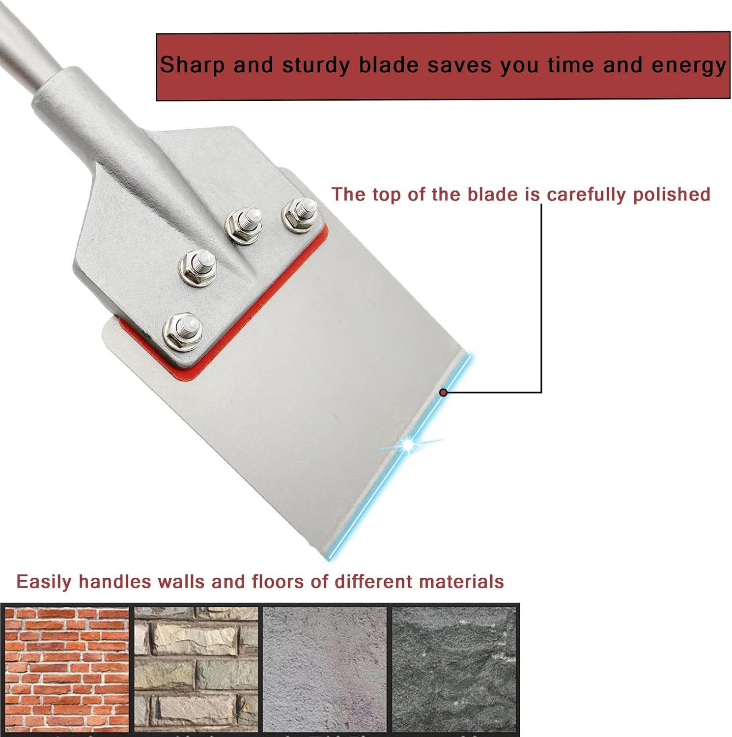 SDS Max Floor Scraper 6 Inch Wide Tile Adhesive Remover with Removable Handle