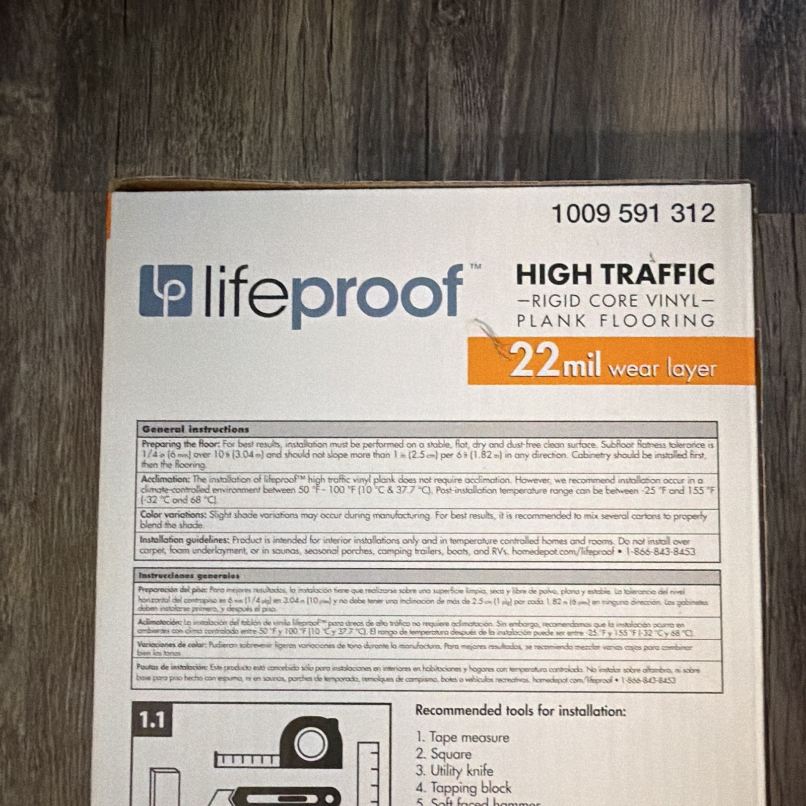 Lifeproof Rigid Core Vinyl Plank 22mil Waterproof Embossed Drop Lock 7.1×48″