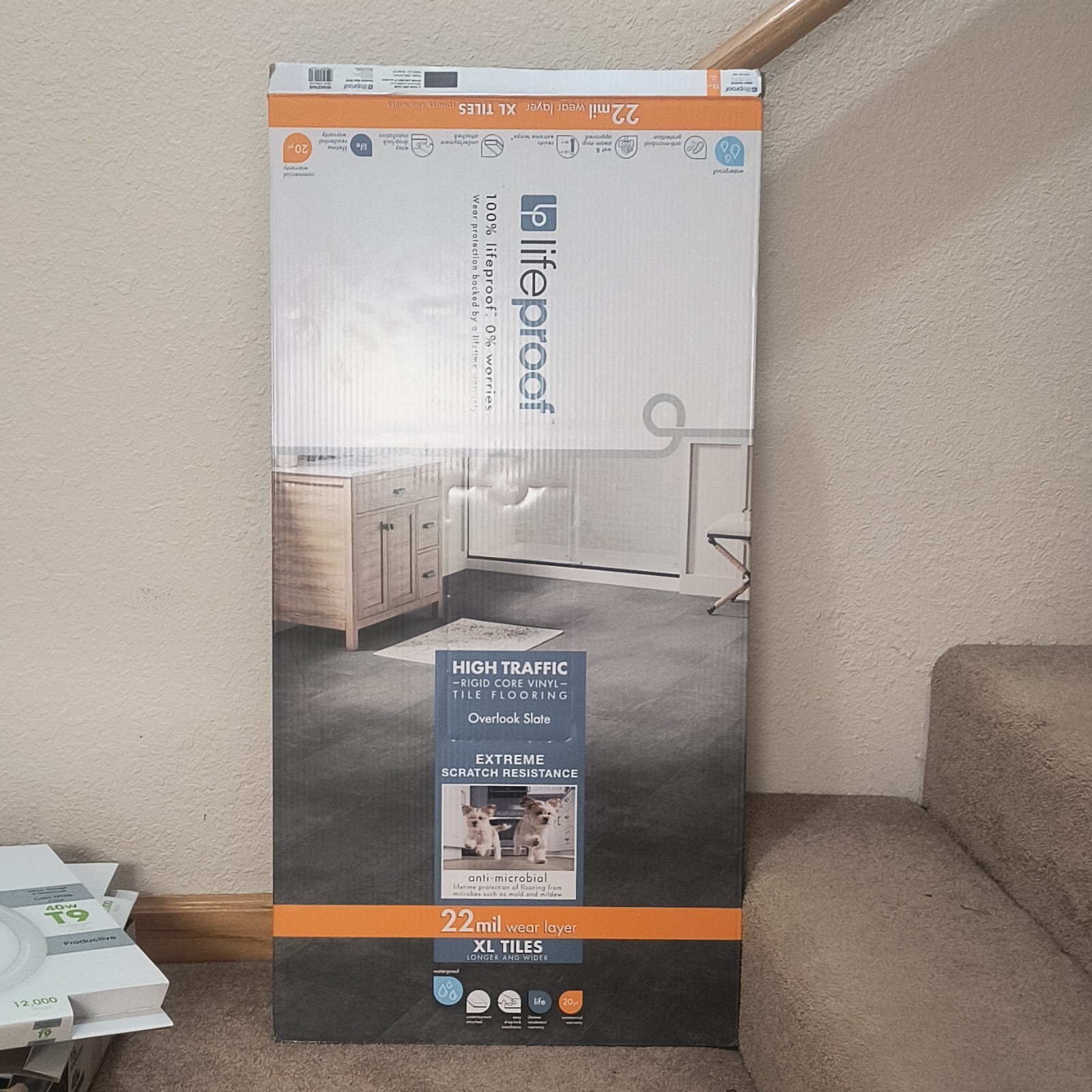 Lifeproof High Traffic Rigid Core Vinyl Tile Slate 22mil XL Drop-Lock Waterproof