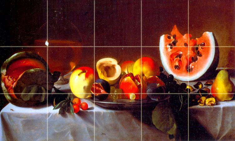 Art Mural Ceramic Fruit Glass Carafe Watermelon Backsplash Tile #331