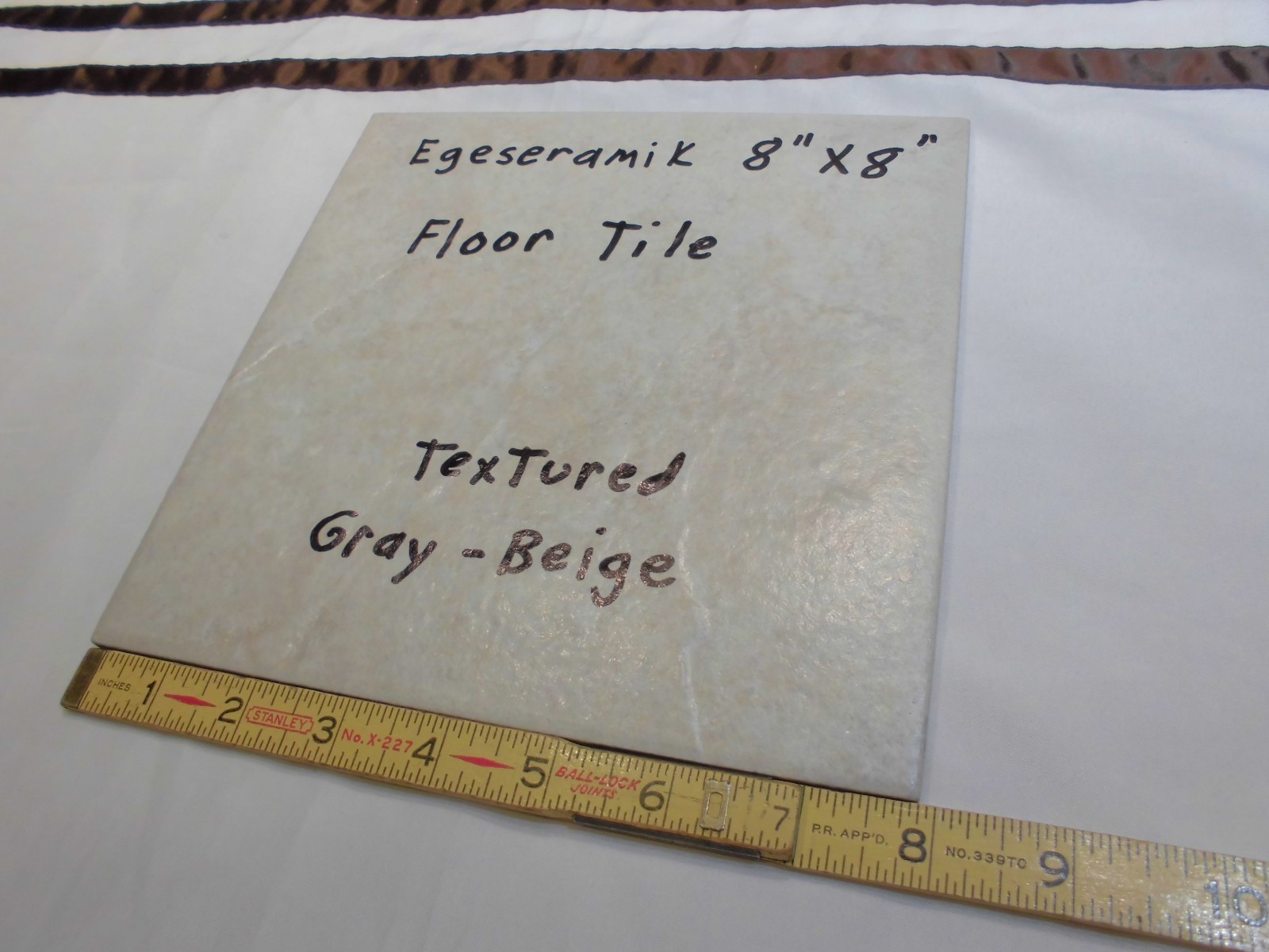 1 pc. Textured *Gray-Beige* Ceramic Floor Tile 8″ X 8″ actual size 7-7/8″