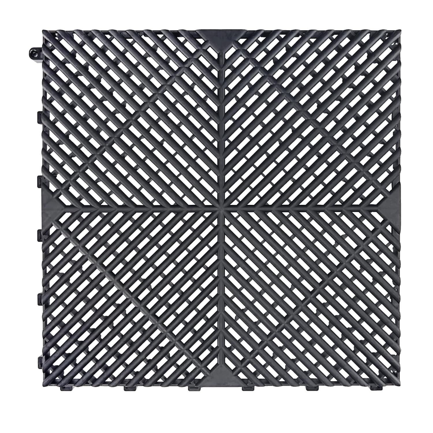 Ribbed Interlocking Garage Floor Tiles Vented Self-Draining Non-Slip Flooring