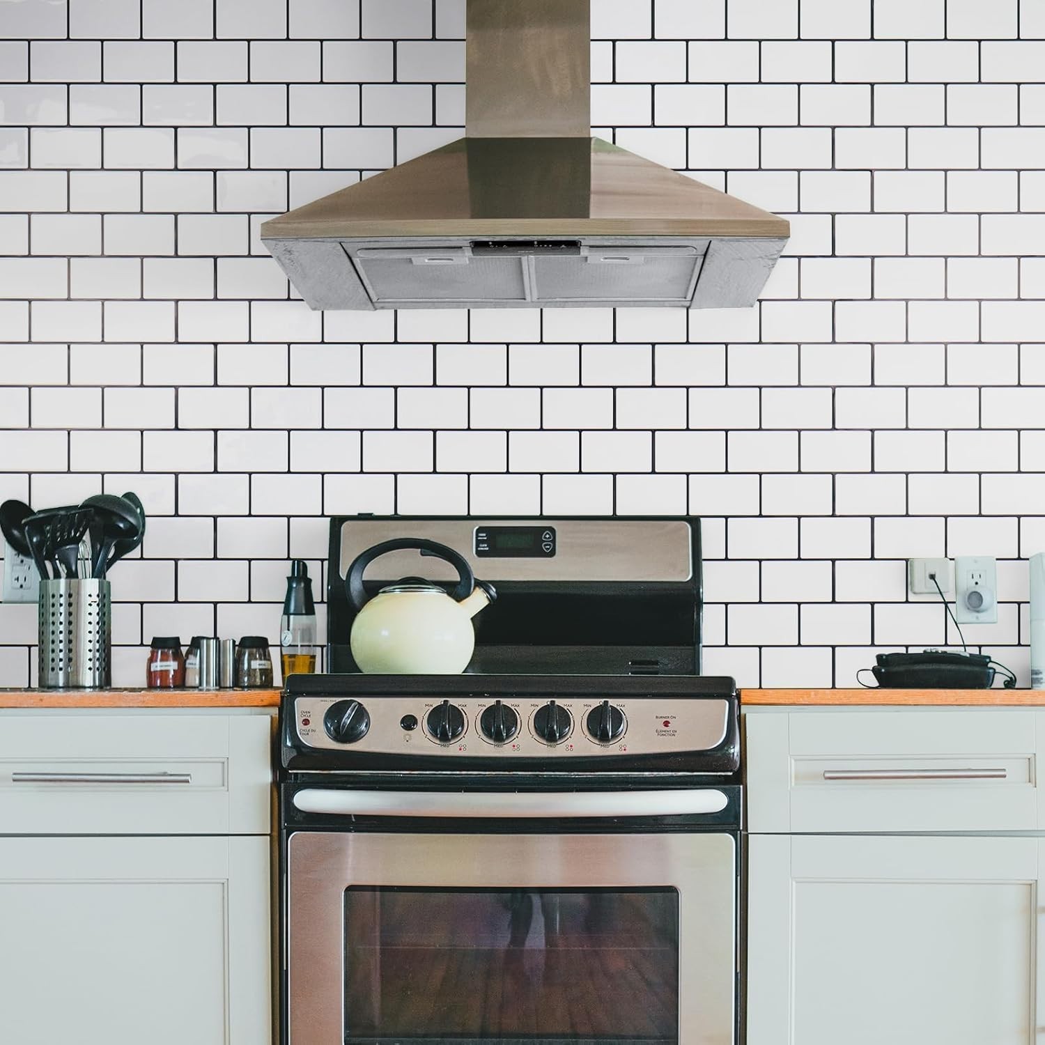 White Subway Peel and Stick Backsplash Tiles for Kitchen