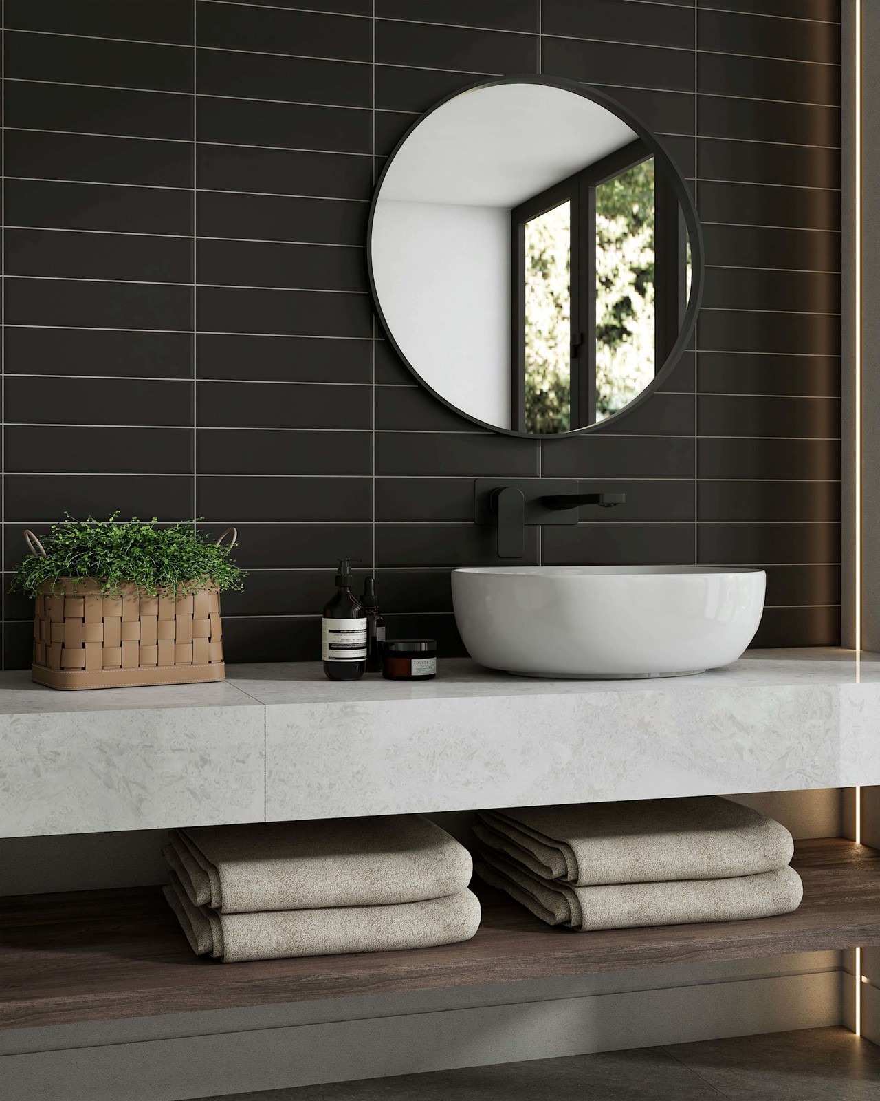 Cruz Bay Studio MKT6 Facet – 3″ x 12″ Brick Wall Tile – Glossy – White