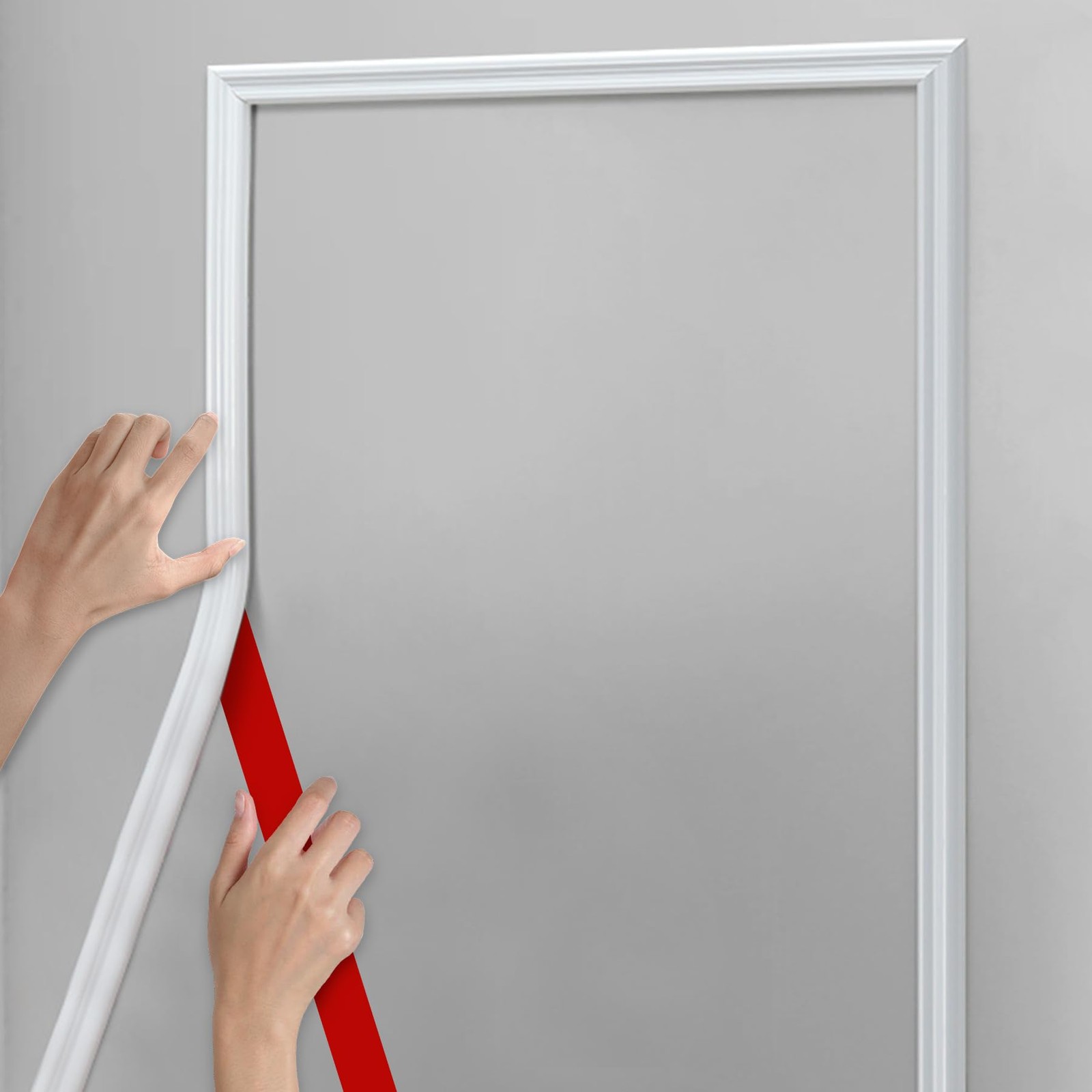 Hungbak 480″L x 1.6″W Peel and Stick Chair Rail Panel Molding, Pre-Primed Tri…