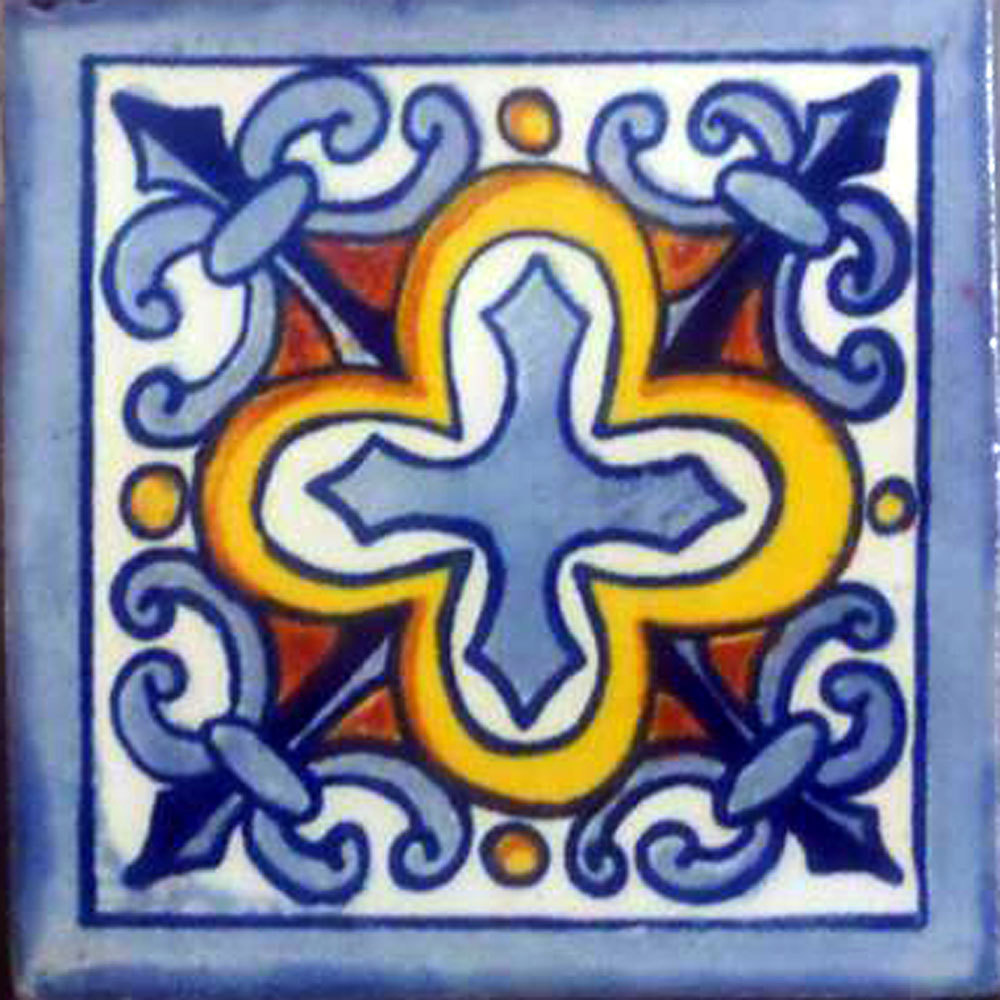 #C112) Mexican Tile sample Ceramic Handmade 4×4 inch, GET MANY AS YOU NEED !!