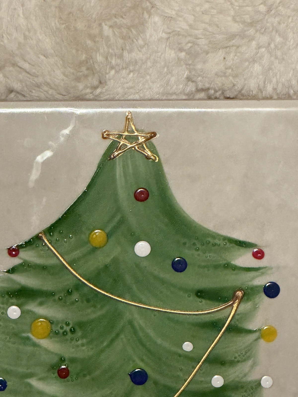 Hand Painted Christmas Tree Eliane Tile – Signed S PUTNAM – Made In Brazil