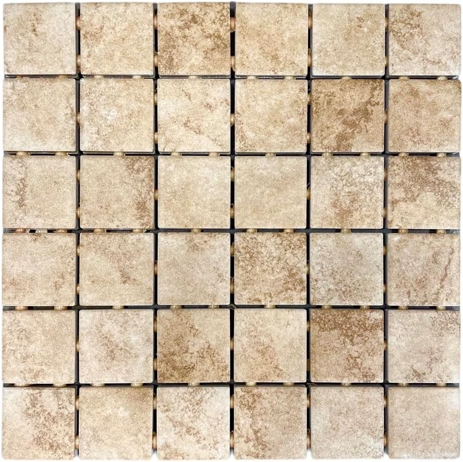 2×2 Stone Look Walnut Ceramic Tile Chateau Cape Coast Mosaic Wall Floor