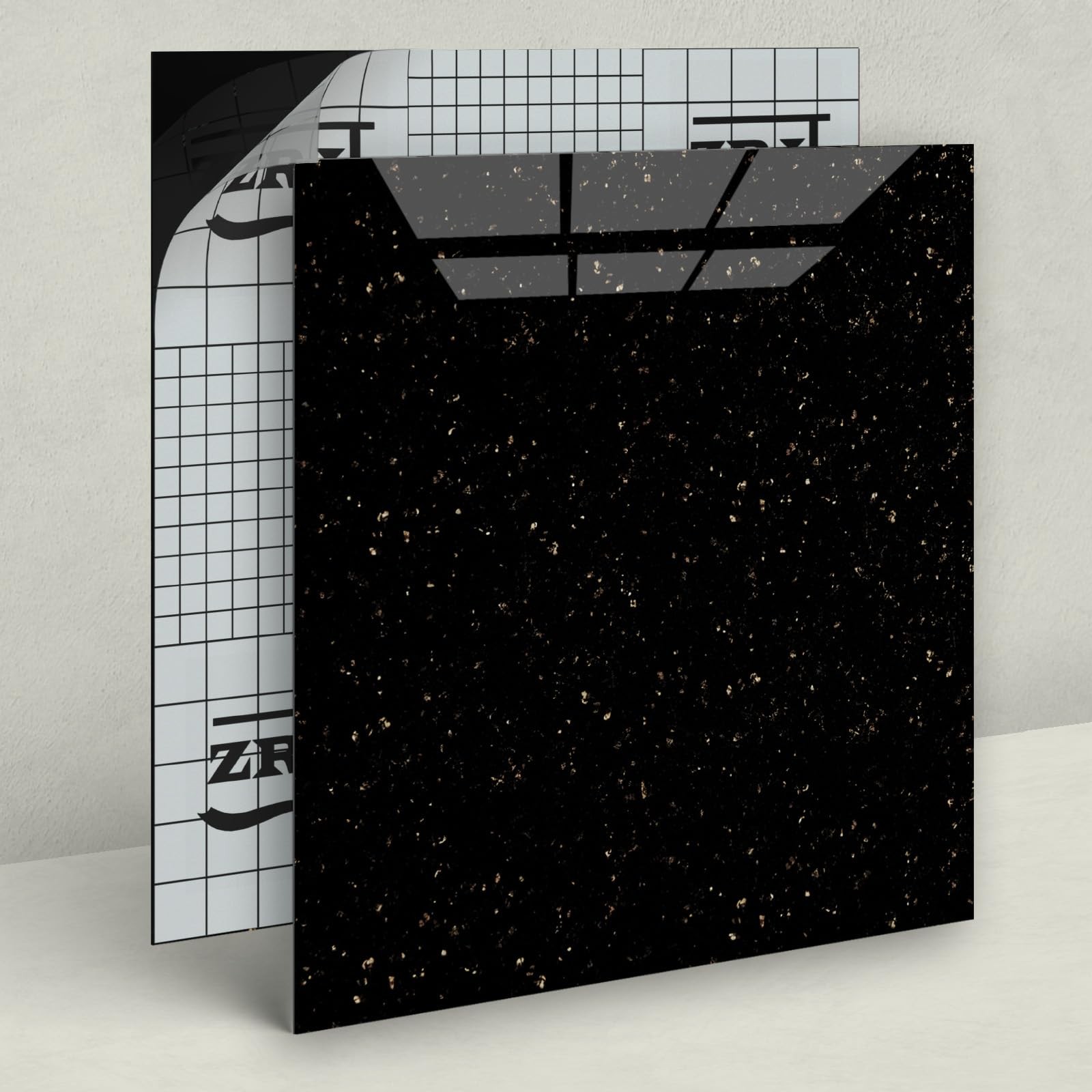 20-Pack 20 Sq.Ft Peel and Stick Floor 12×12 Inch, Polish Black Galaxy Marble