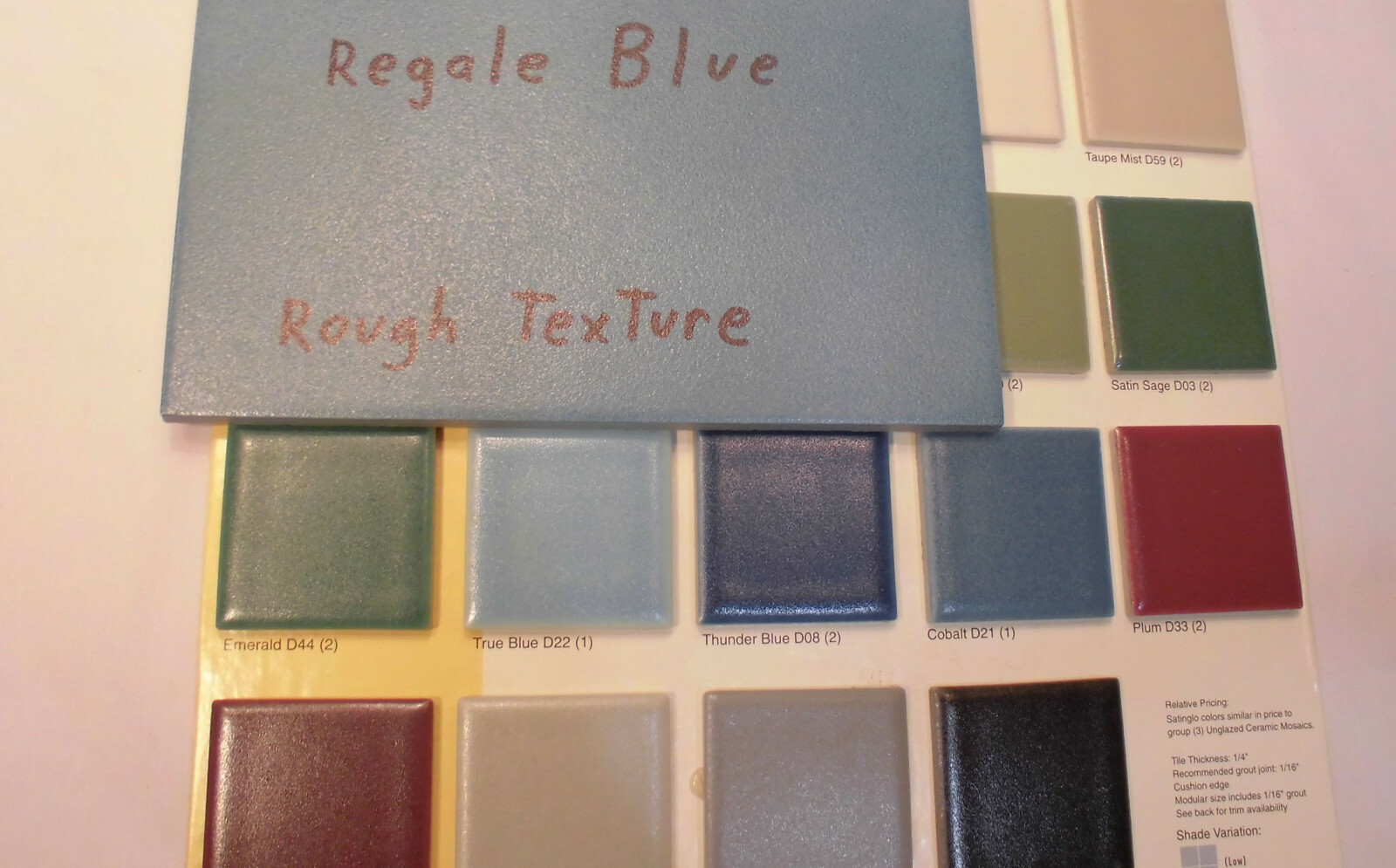 1 pc. *Regale Blue* Ceramic / Porcelain Floor; 8″ X 8″ Textured by KPT Co. NEW