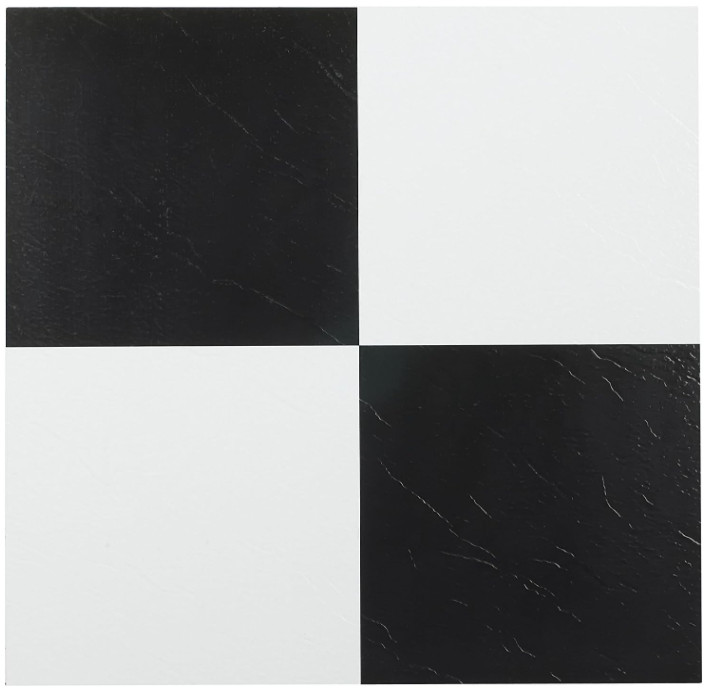 Black and White Vinyl Peel and Stick Tile Square 20 PK Luxury Flooring 12 X 12