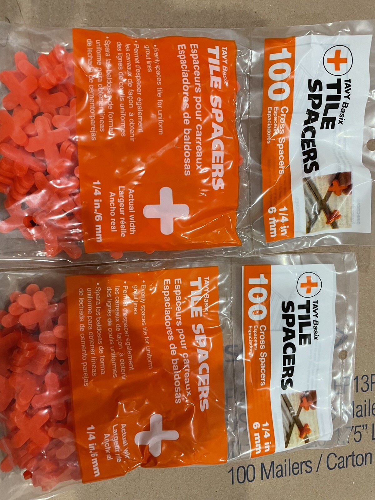 2X 100PC Tavy Basix Cross Tile Spacers 1/4in 6mm Pack Brand New