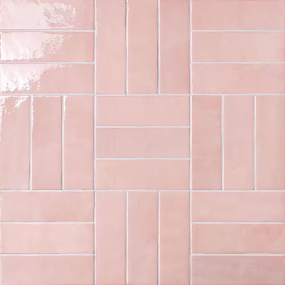Cloe Subway Glossy Pink 2.5 In. X 8 In. Handmade-Look Ceramic Wall Tile (10.64 S