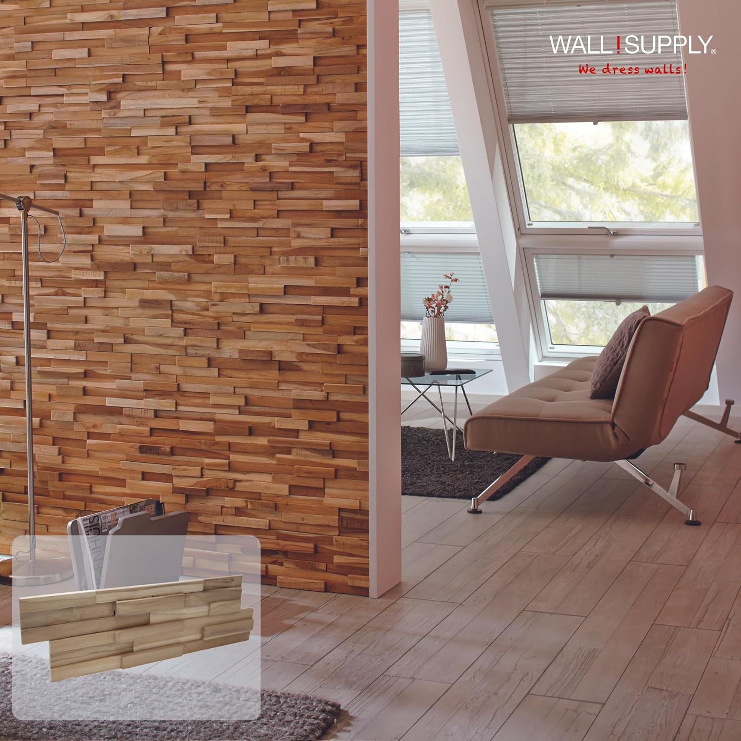 Reclaimed Teak 3D Wall Panels – Easy DIY Home Decor for Any Room – 10 Pack