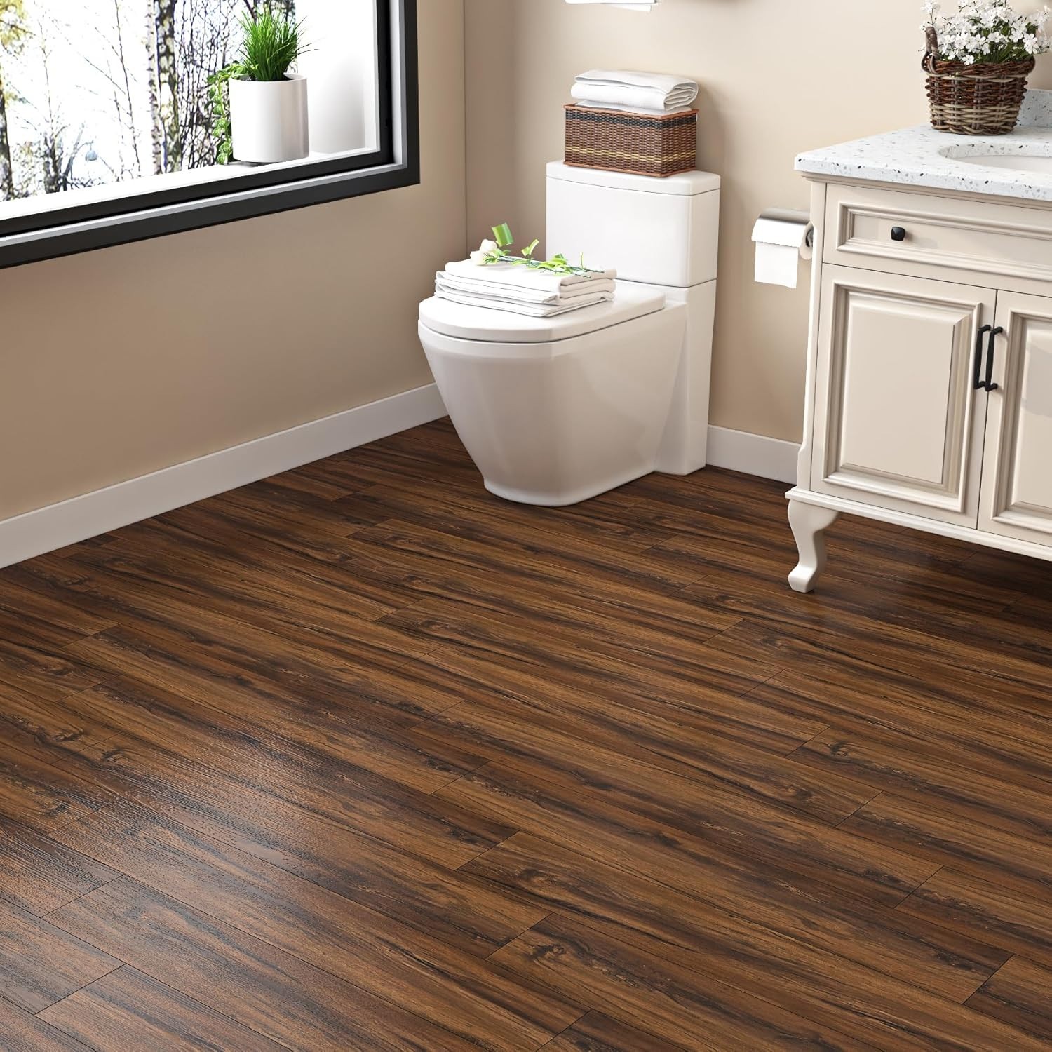 36-Pack Peel and Stick Vinyl Flooring Planks 6×36 Acacia Wood Waterproof
