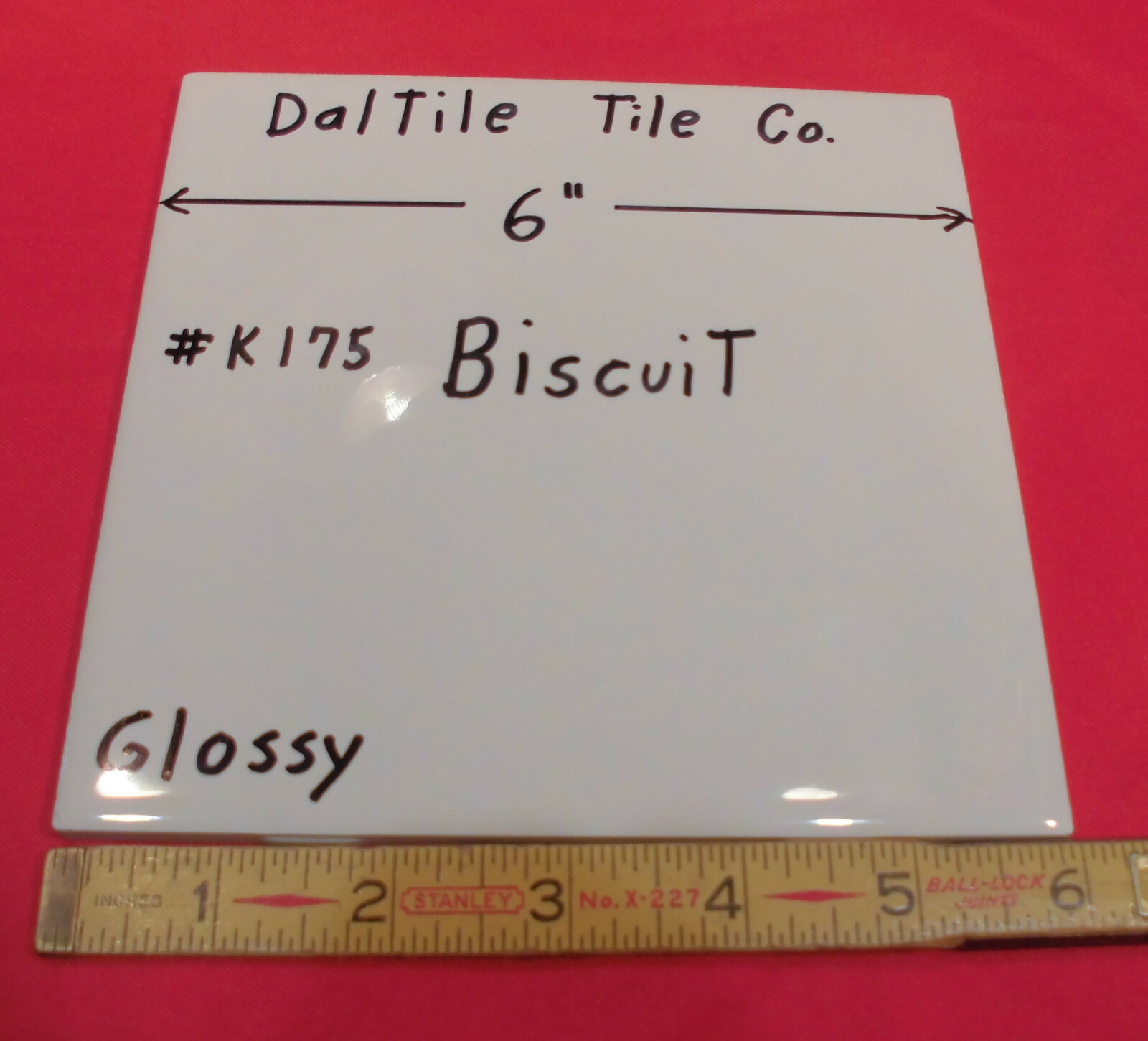 1 pc. Glossy Ceramic Tiles *Kohler Biscuit – K175* 6″ X 6″ by Daltile; NEW
