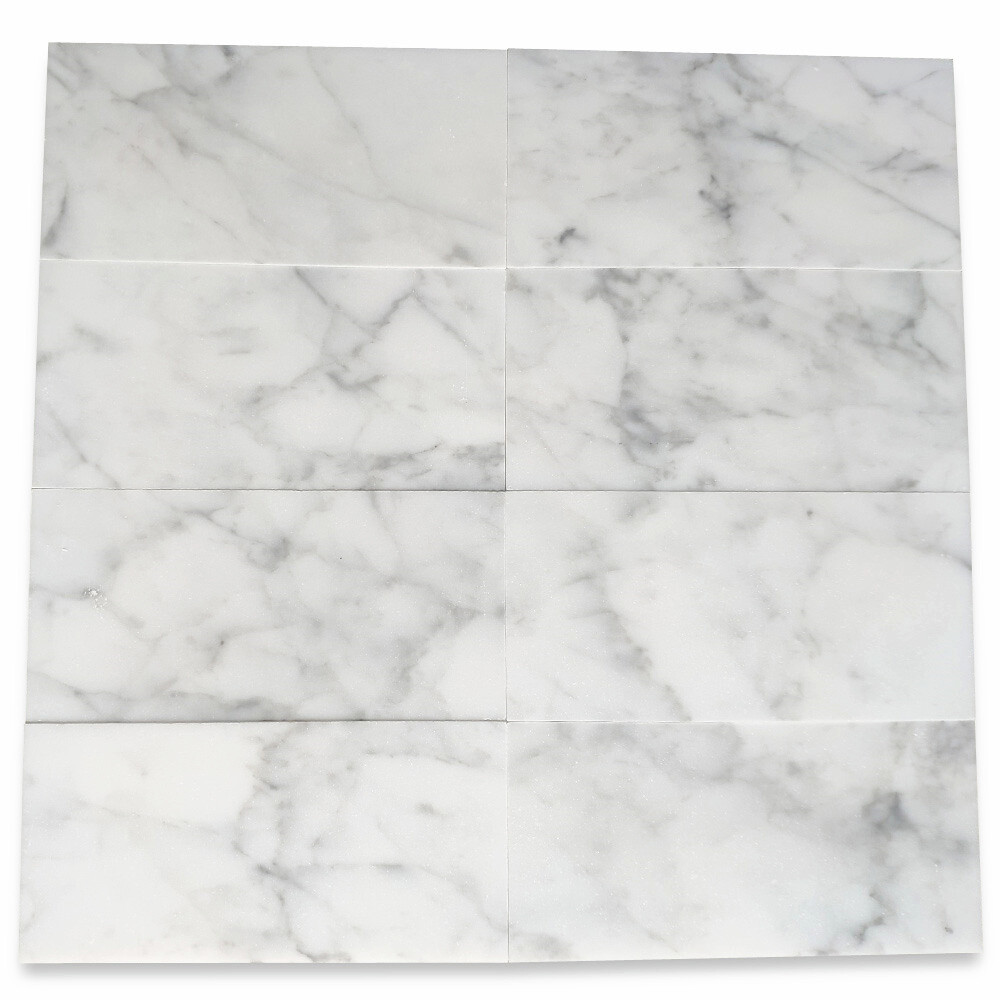 C52P 4×8 Carrara White Marble Wall Floor Tile Polished Bianco Venato