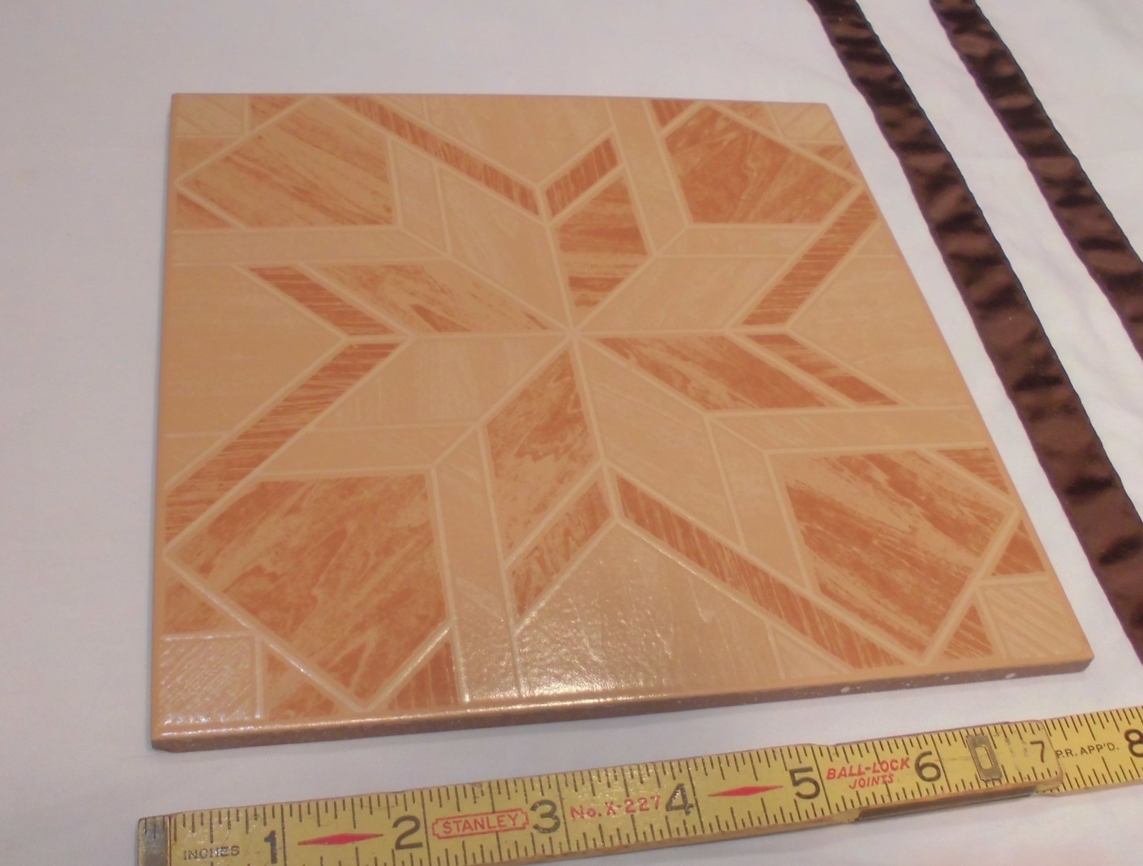 1 pc. *Parquet Wood Look* Ceramic Floor Tile 8″ X 8″ by Interceramic Co. NEW