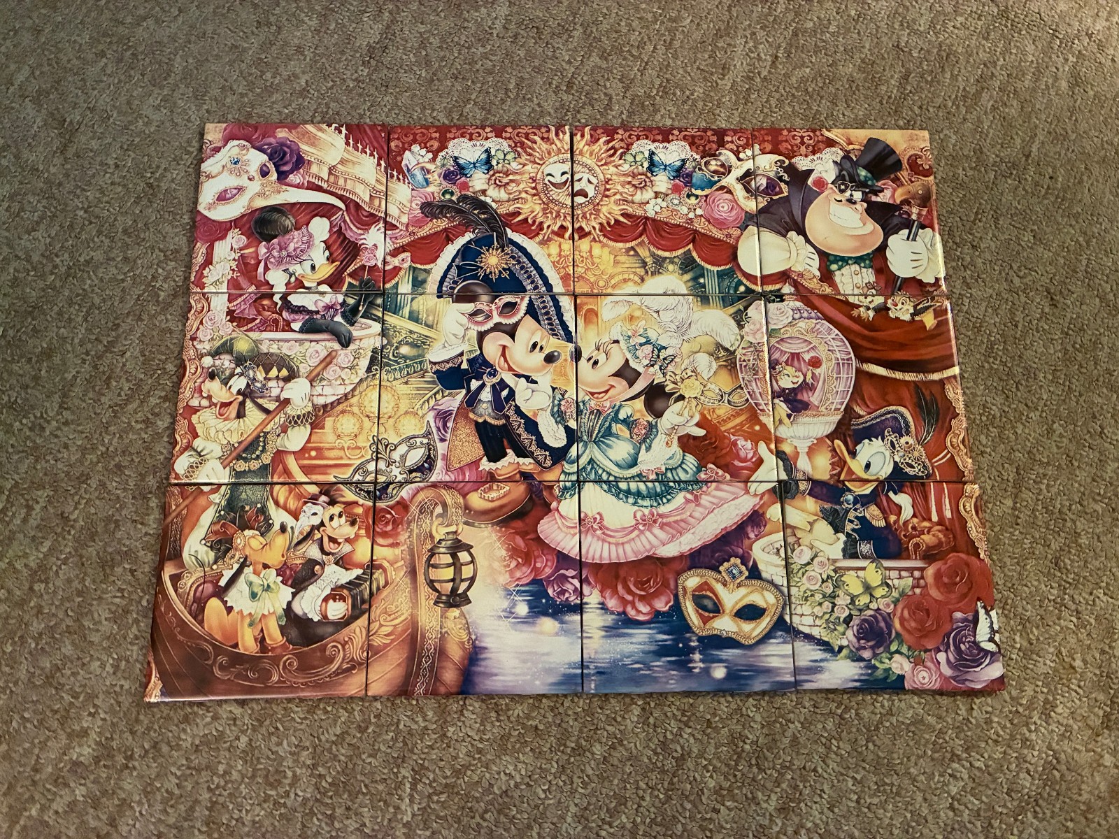 12Pc Ceramic Tile Mural Disney Invitation to Venice Masquerade Ball Carnival