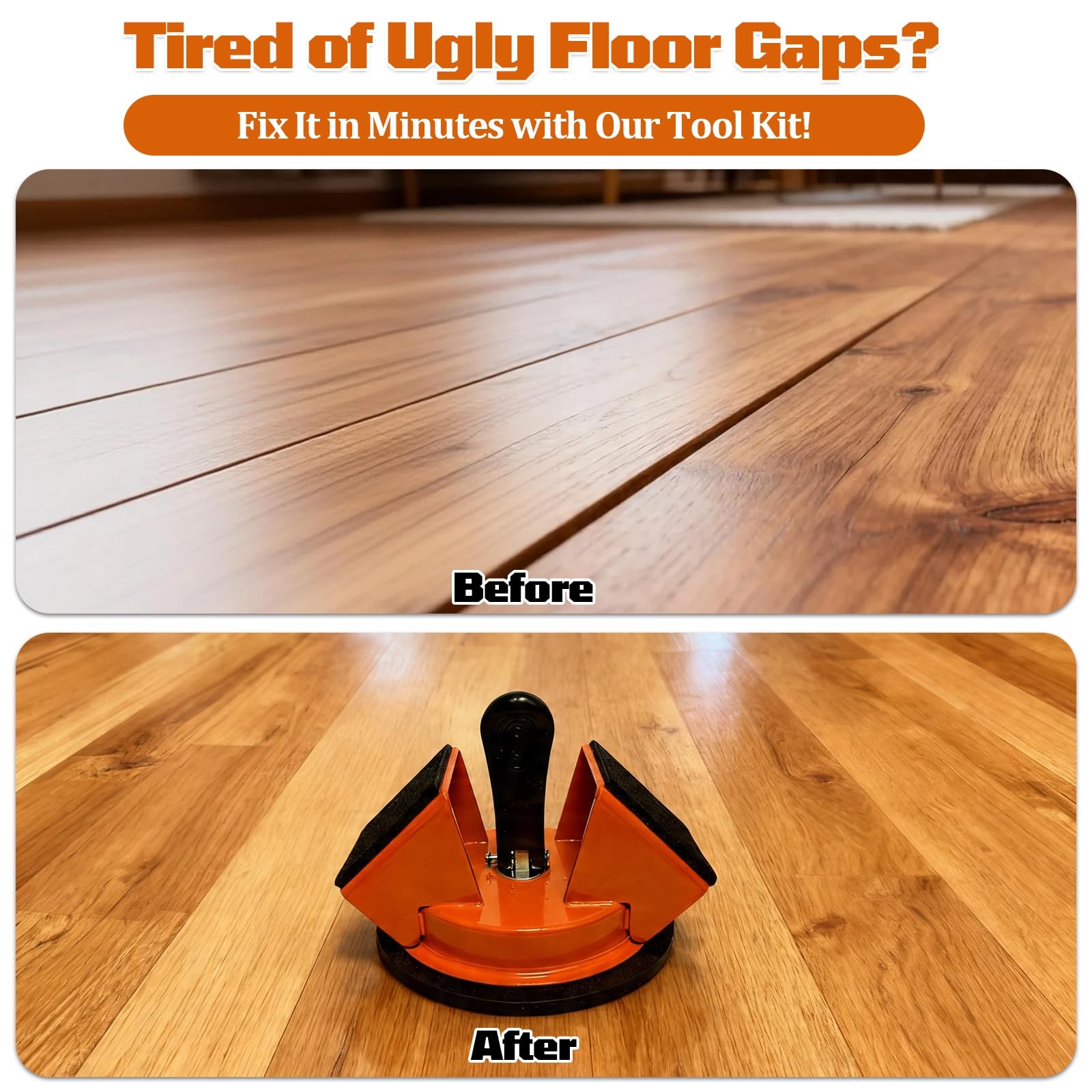 Floor Gap Fixer Tool with Strong Suction Cup & 45° Striking Surface,Includes …
