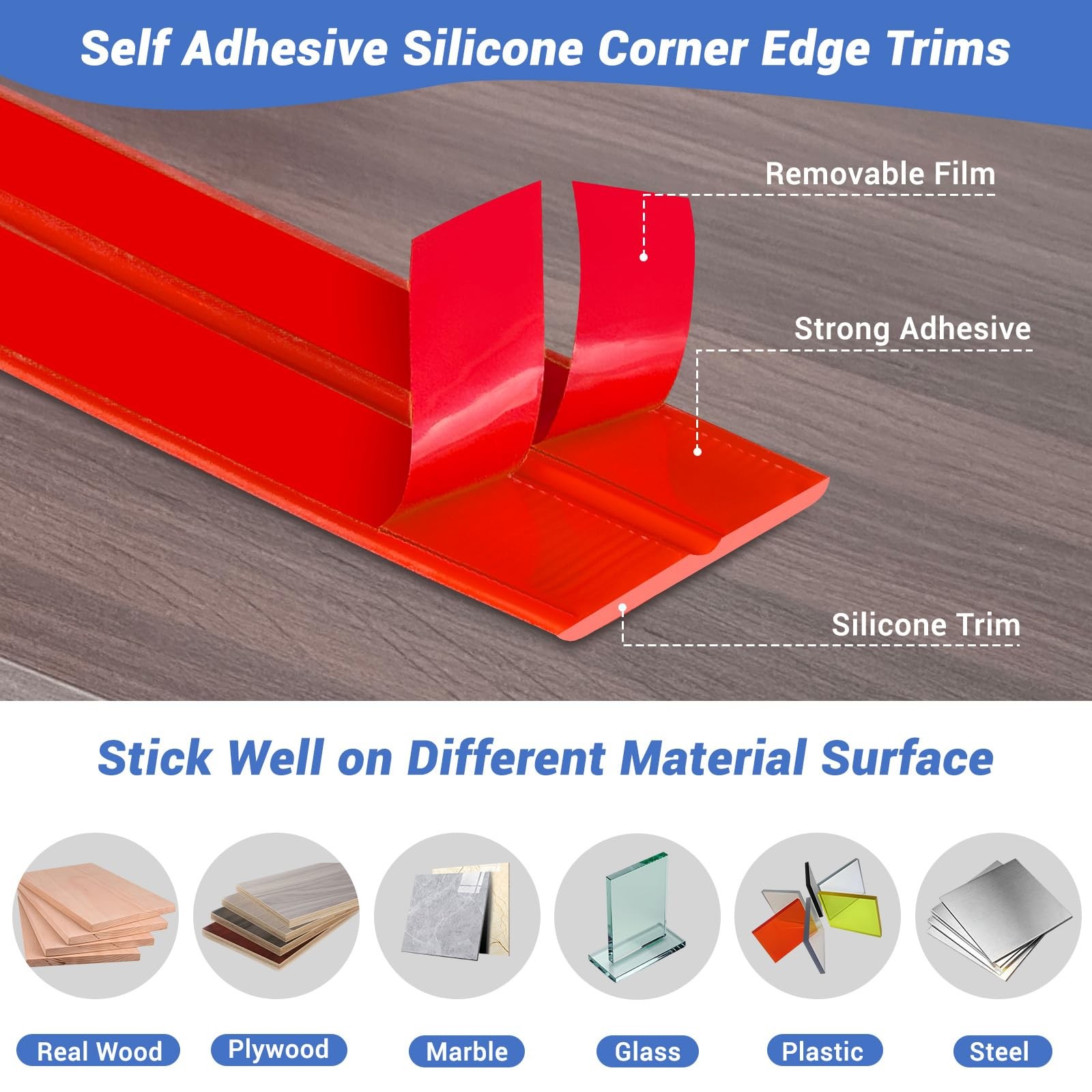 Wall Corner Protector, Peel and Stick Wall Corner Trim, Flexible Rubber Moldi…