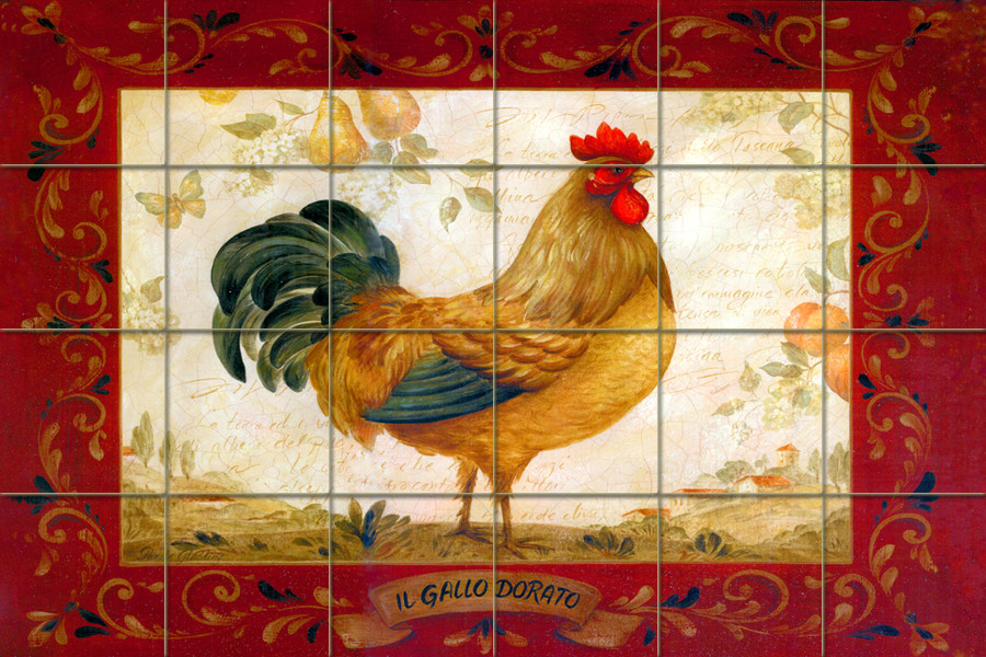 36x 24 Art Rooster Mural Ceramic Backsplash Bath Tile #322
