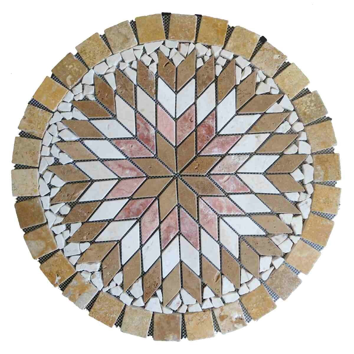 Natural Stone Tumbled Marble Netted Mosaic Floor Decor Medallion DIY Rosonen
