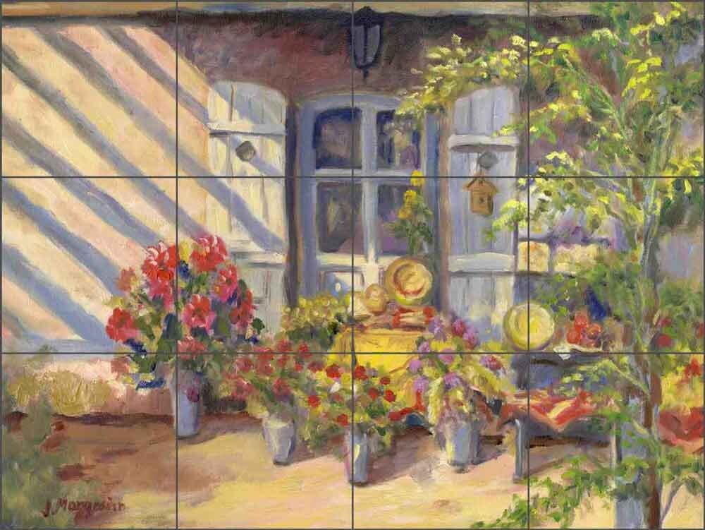 Flower Shop Tile Backsplash Joanne Margosian Art Floral Ceramic Mural JM006