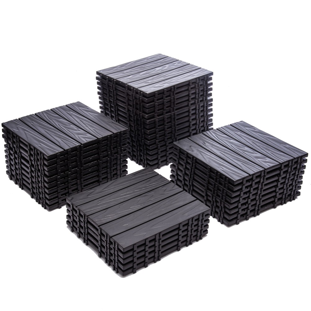 68-Pack 11.42″x11.42″ Plastic Interlocking Deck Tiles – 61.60 Sq.Ft Outdoor