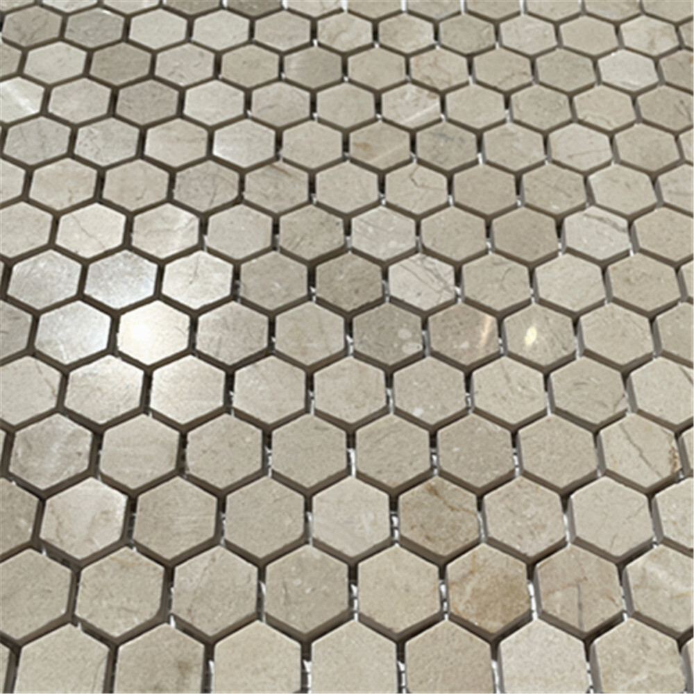 M31XP Crema Marfil Marble 1 inch Hexagon Mosaic Tile Polished