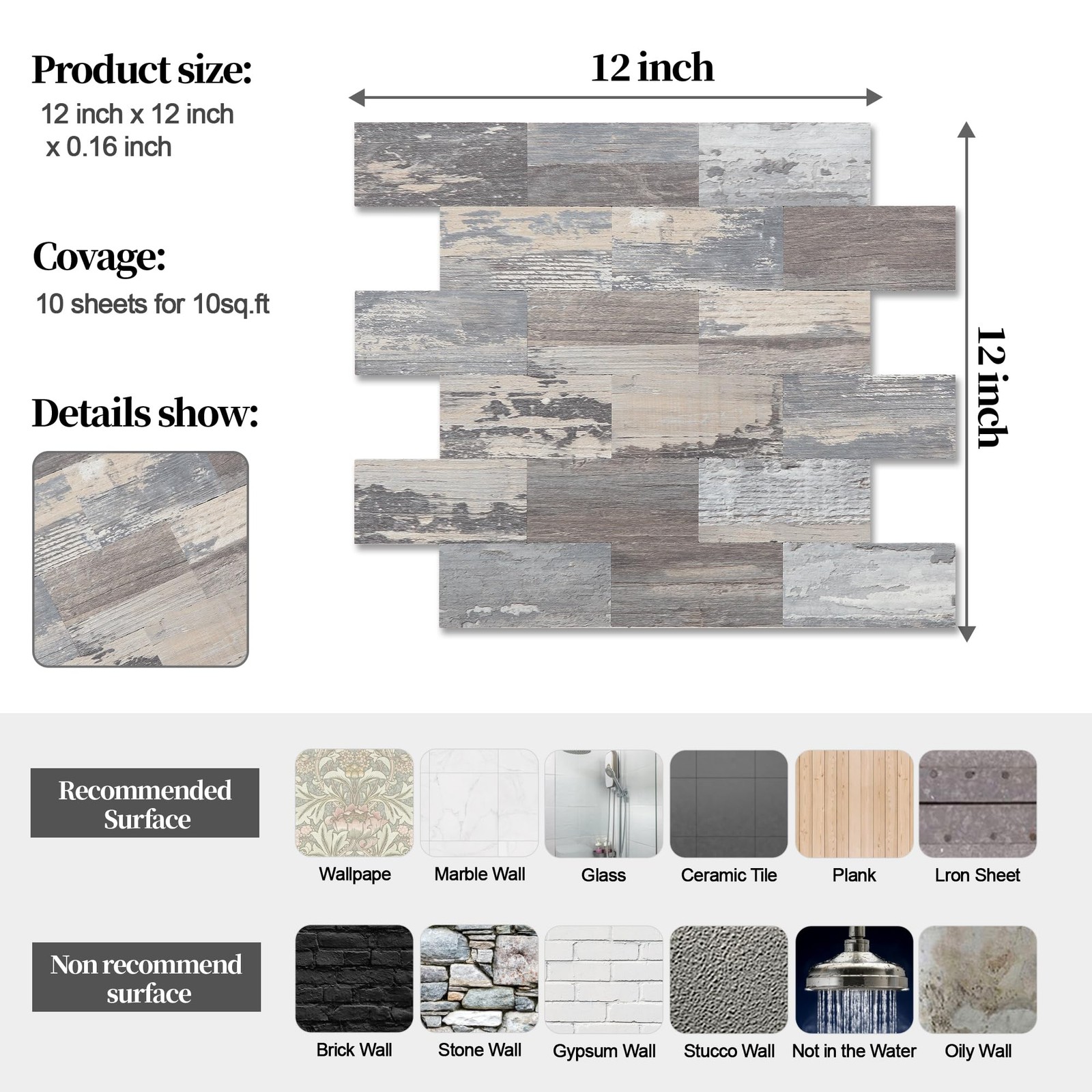 20-Pack Peel and Stick Wall Tiles for Kitchen, Bathroom, and Fireplace Decor