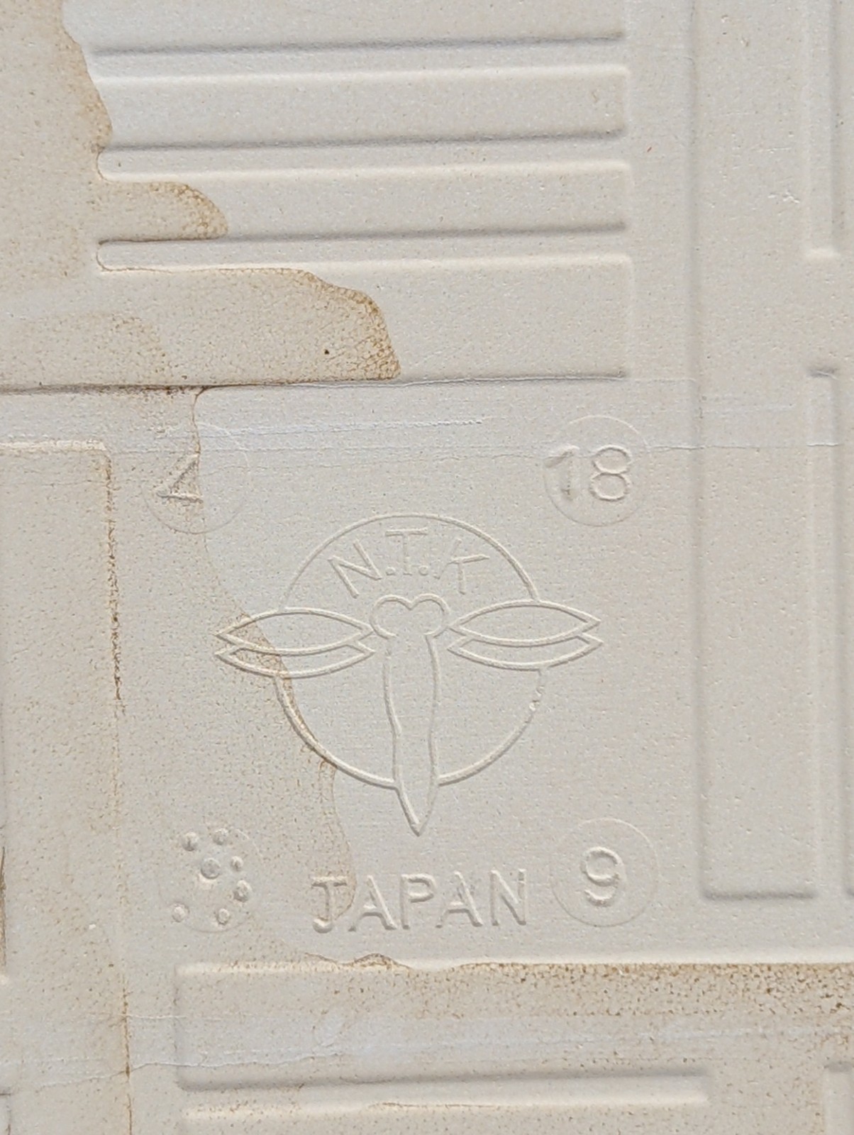 Vtg 10 Wall Tile NTK Japan Avocado Green Veined White Porcelain Ceramic MCM 4.25