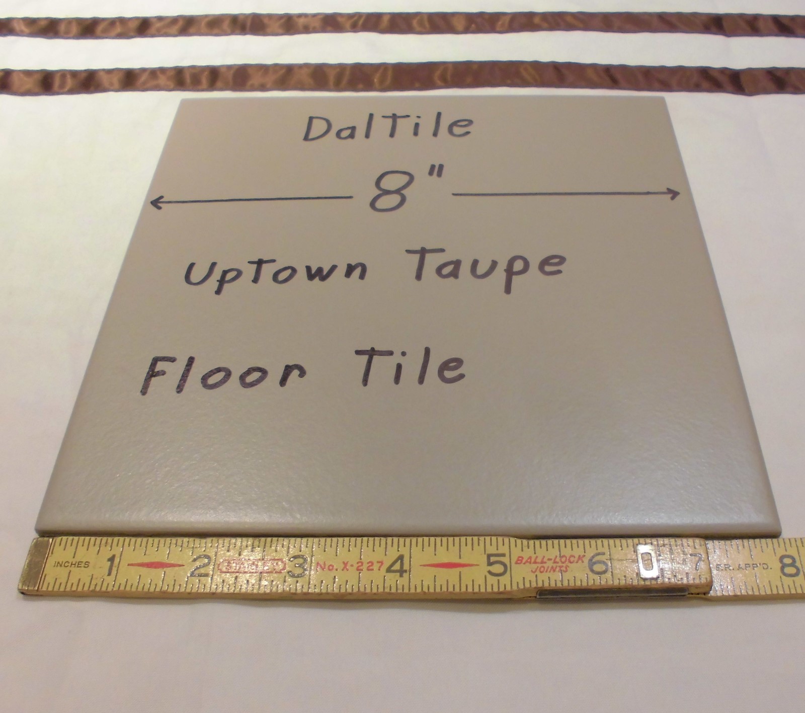 1 pc. *Gray – Taupe* Daltile Ceramic Floor Tile 8″ X 8″ actual size 7-13/16″