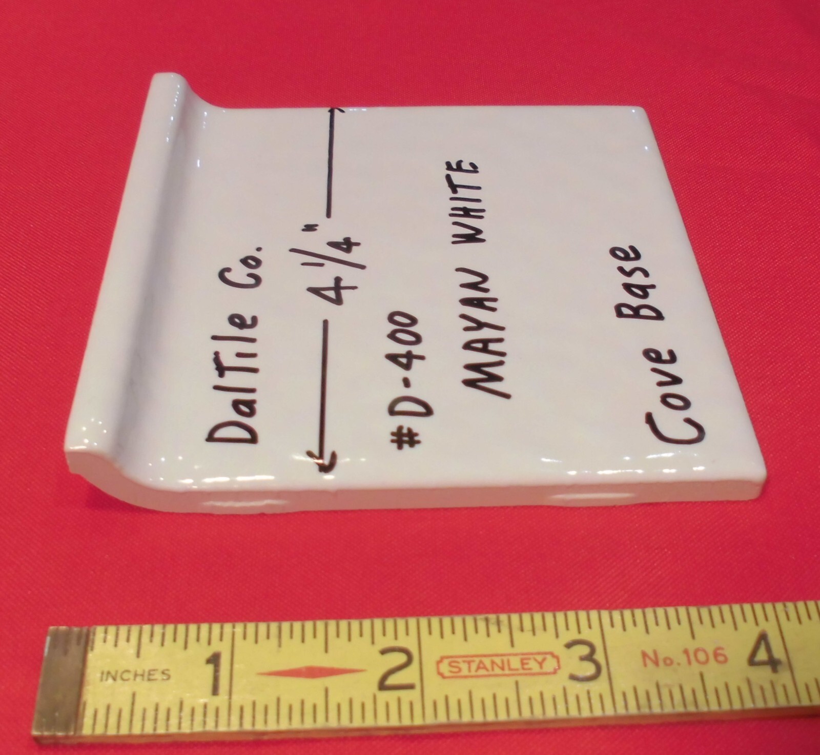 1 pc. Mayan White: Cove Base Ceramic Tile: Daltile 4-1/4″ Big Bumps, Dimple NEW