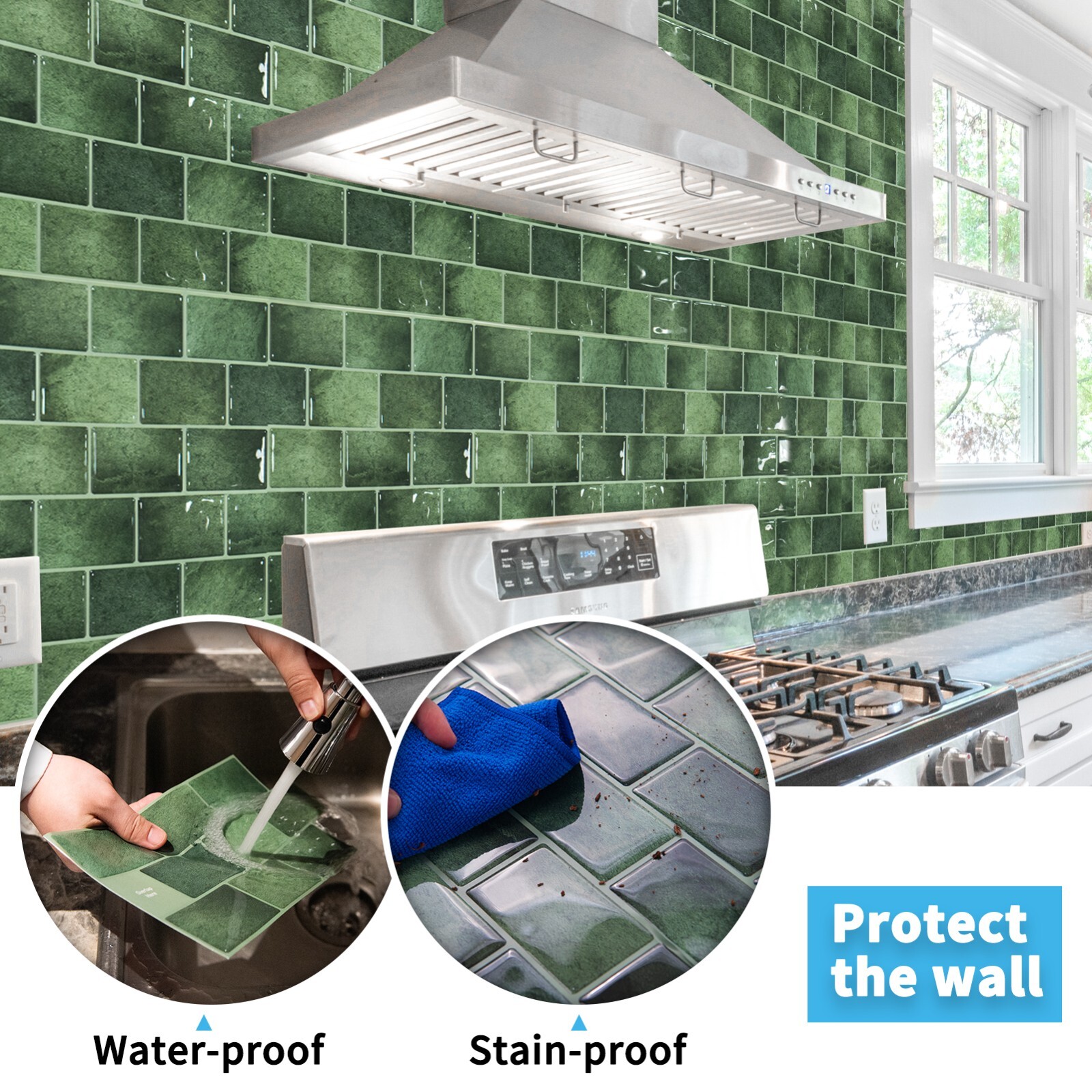 Art3d 20-Pack 12″ x 6″ Peel and Stick Backsplash Tile, Subway Tile in Green
