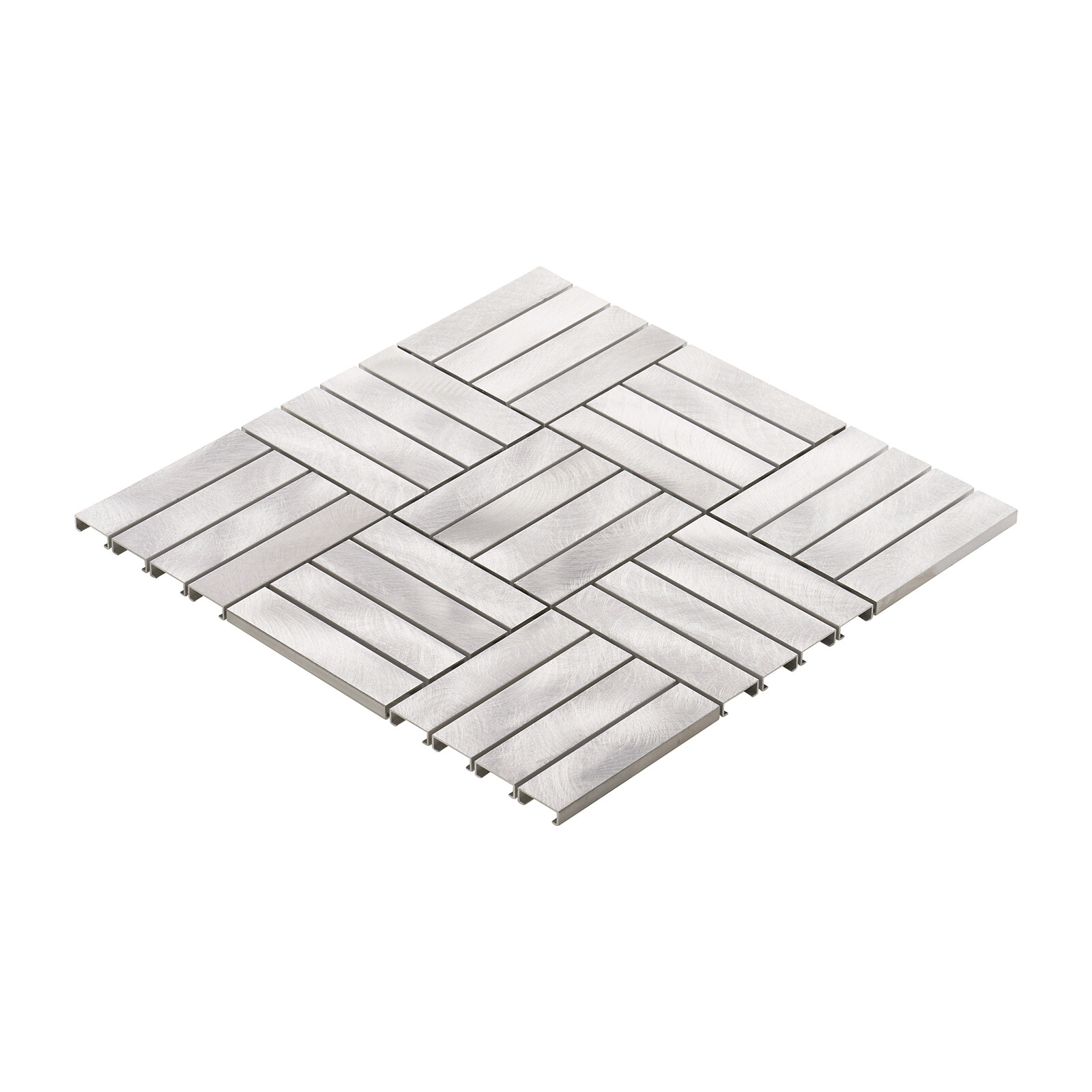 Aluminum Metallic Metal Basketweave Parquet Mosaic Tile Kitchen Wall Backsplash