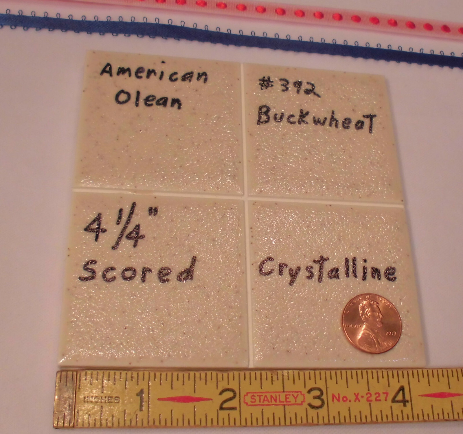 1 pc. *Buckwheat/Browns* 4-1/4″ Ceramic Tile; Scored Crystalline American Olean