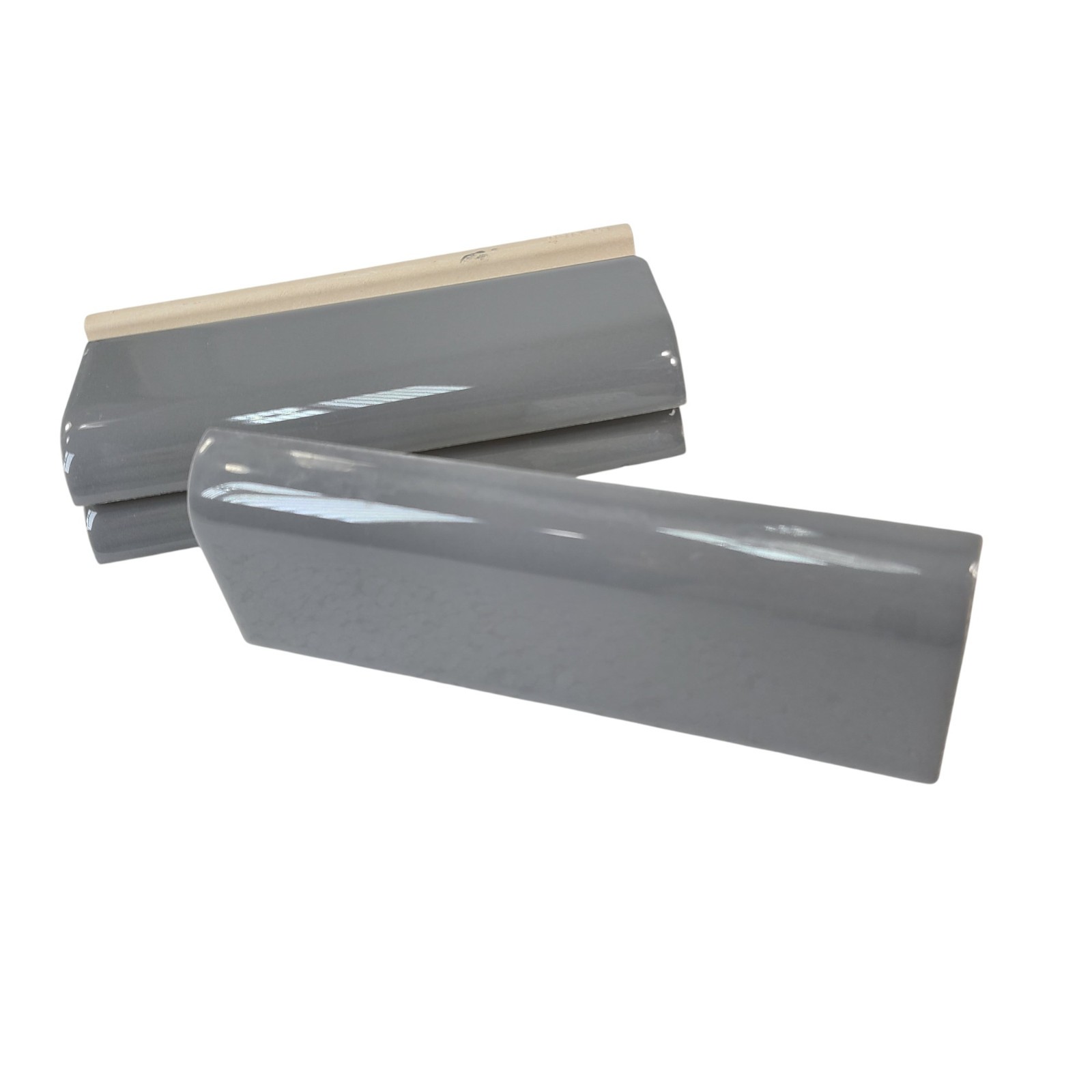 Suede Gray Ceramic Tile Mudcap Subway Trim Mud Cap Grey Mid Century Modern Retro