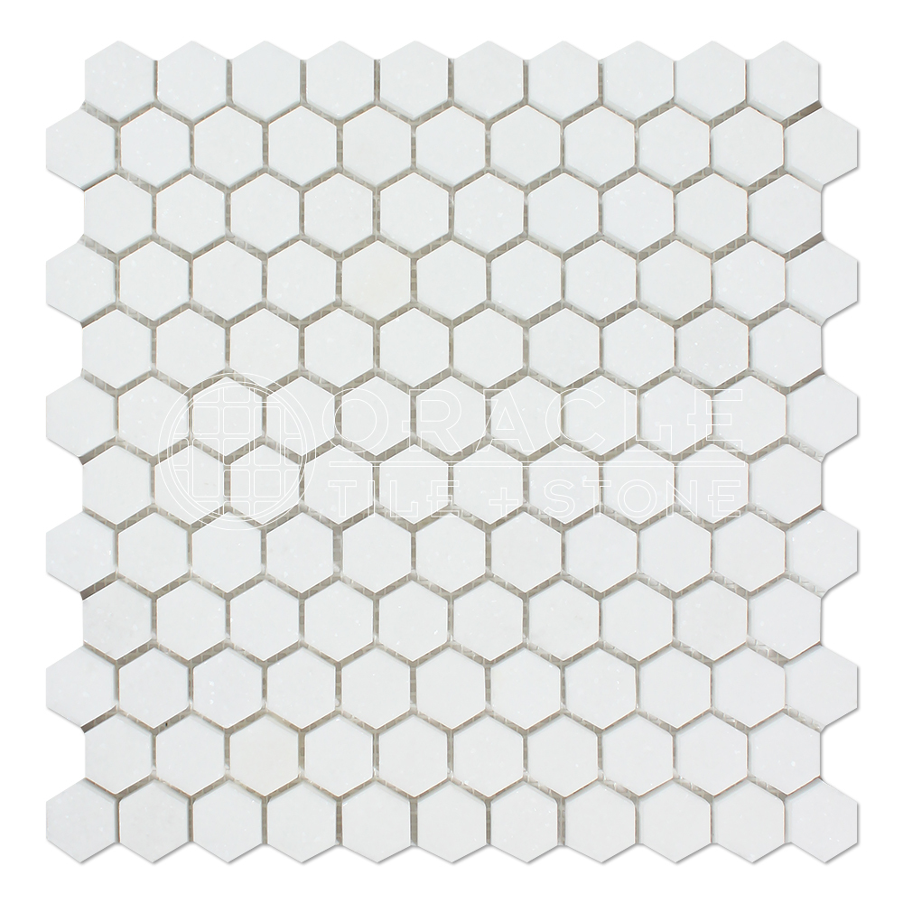 Thassos White Greek Marble 1 inch Hexagon Mosaic Tile