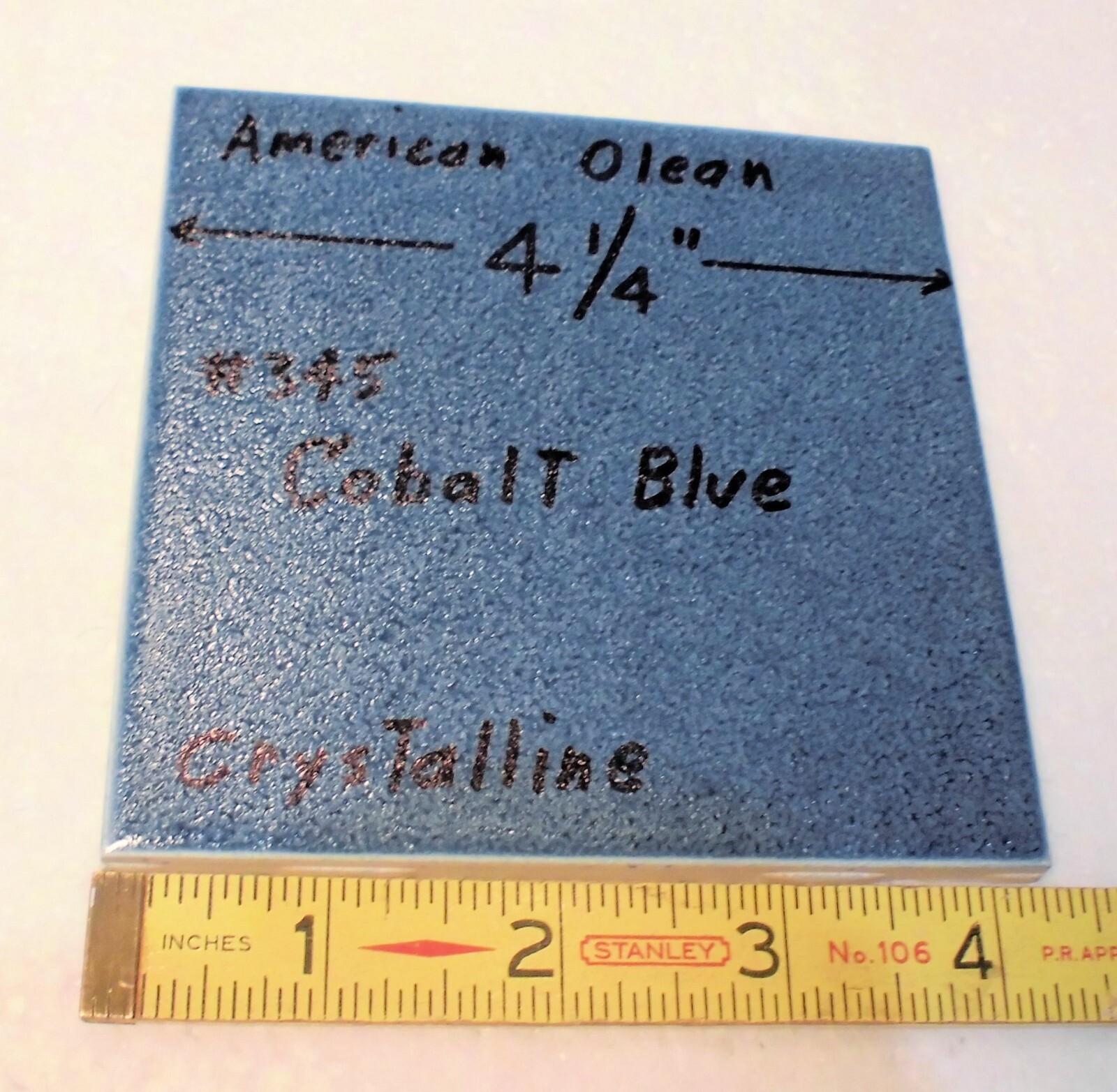 1 pc. Cobalt Blue #345: Crystalline Ceramic 4-1/4″ Tile by American Olean: NOS